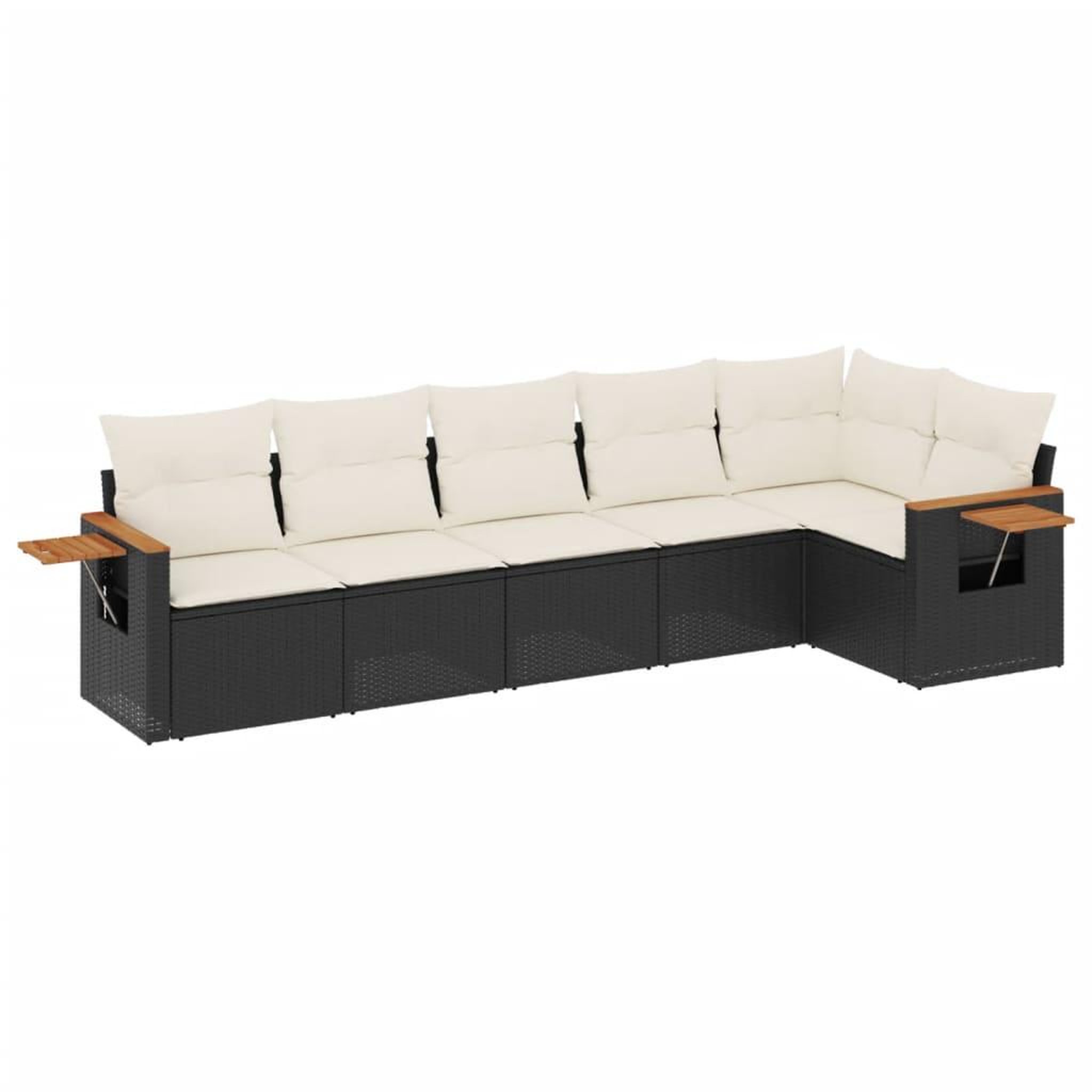 Voir la diapositive 2 : VIDAXL Salon de jardin 6 pcs avec coussins noir resine tressee
