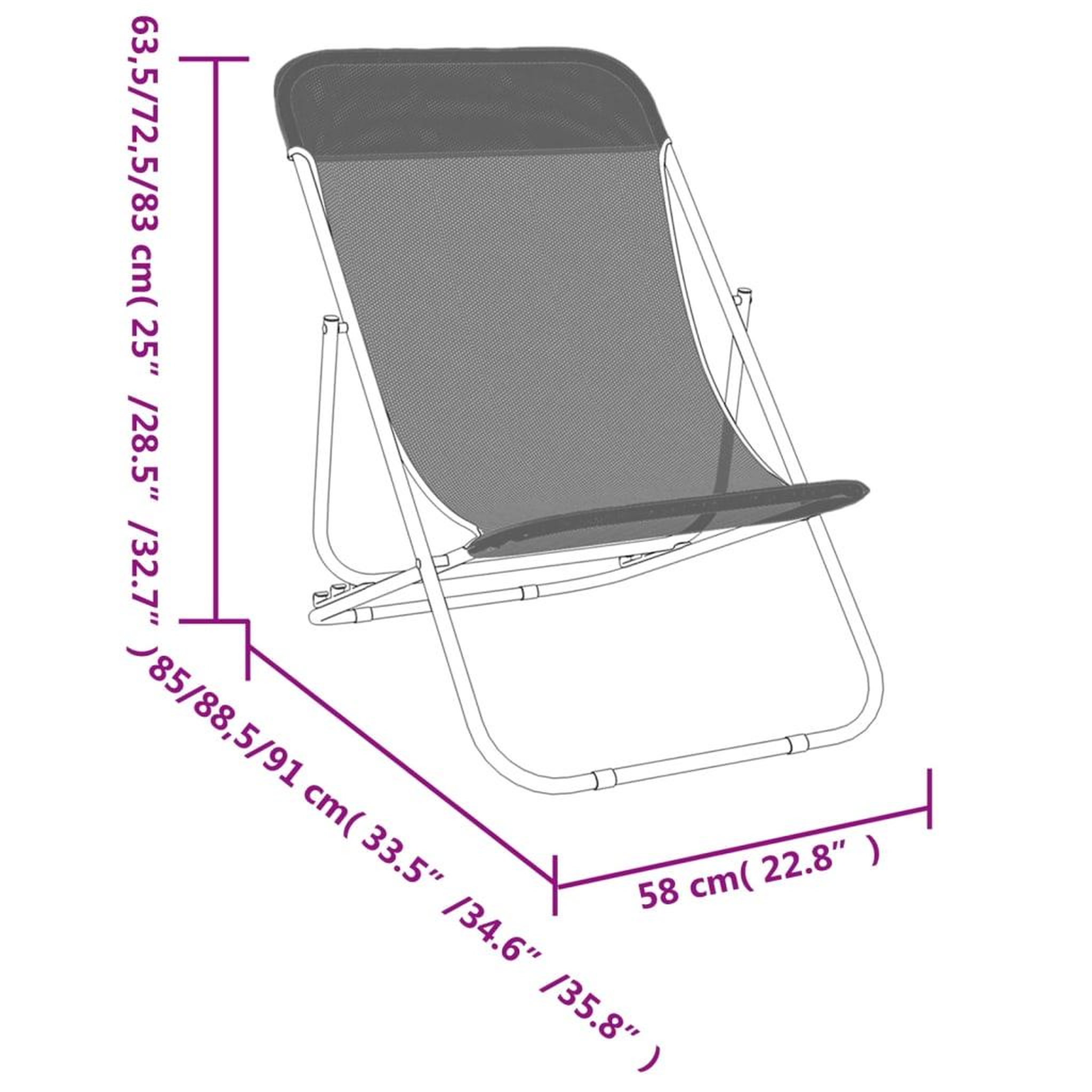 Voir la diapositive 6 : VIDAXL Chaises plage pliantes lot de 2 textilene acier enduit poudre