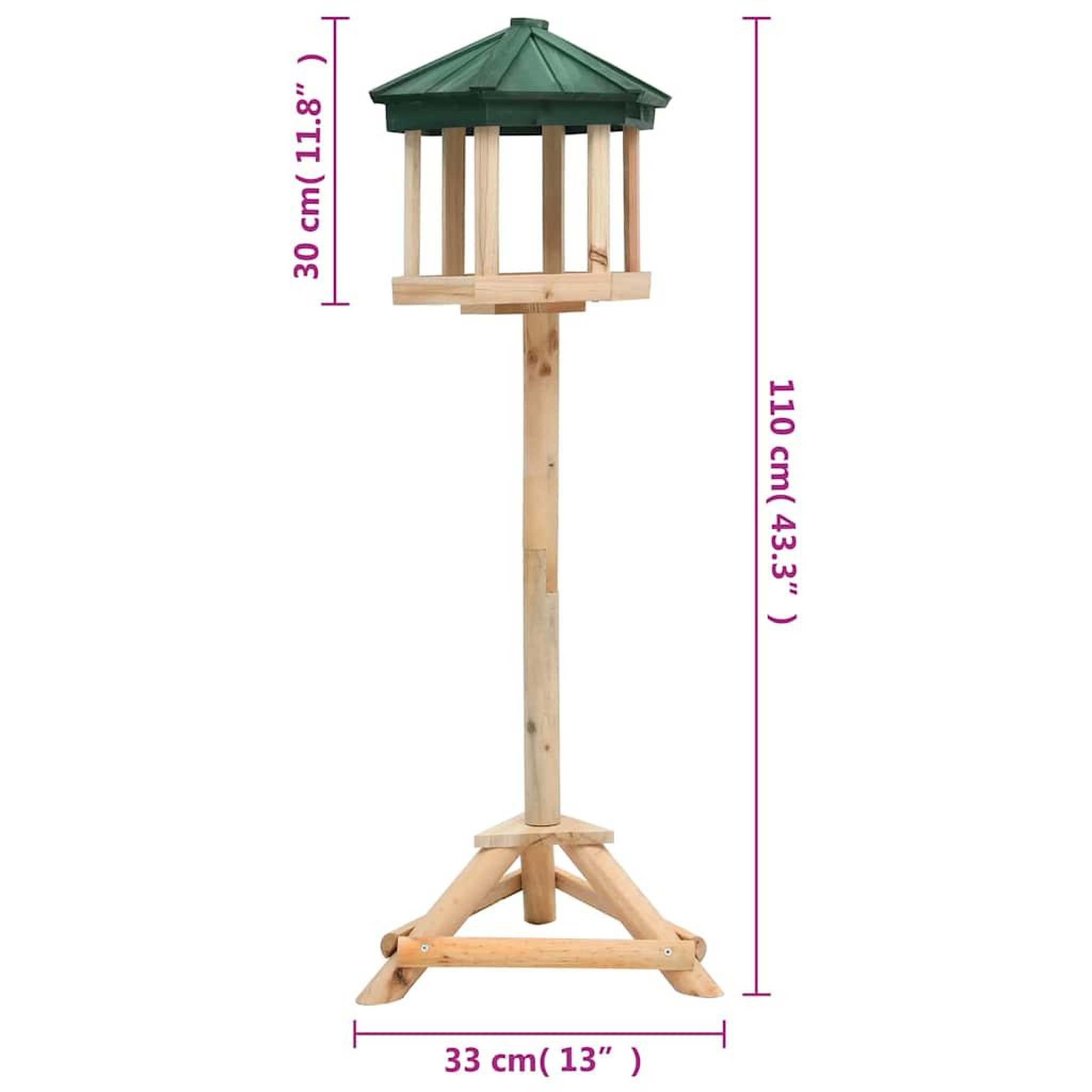 Voir la diapositive 3 : VIDAXL Mangeoire a oiseaux sur pied Bois de sapin 33x110 cm