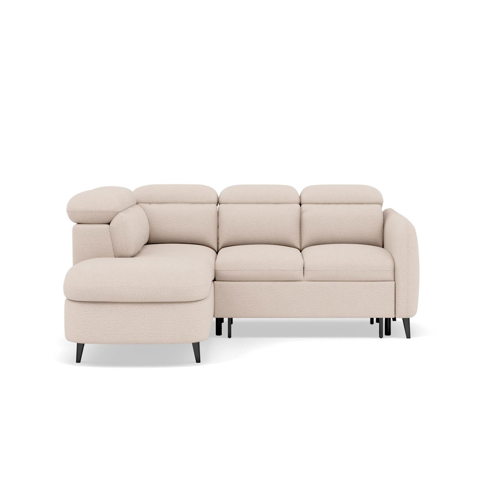 Voir la diapositive 1 : BEST MOBILIER Opaline - canapé d'angle gauche 5 places convertible avec têtières et coffre en tissu texturé