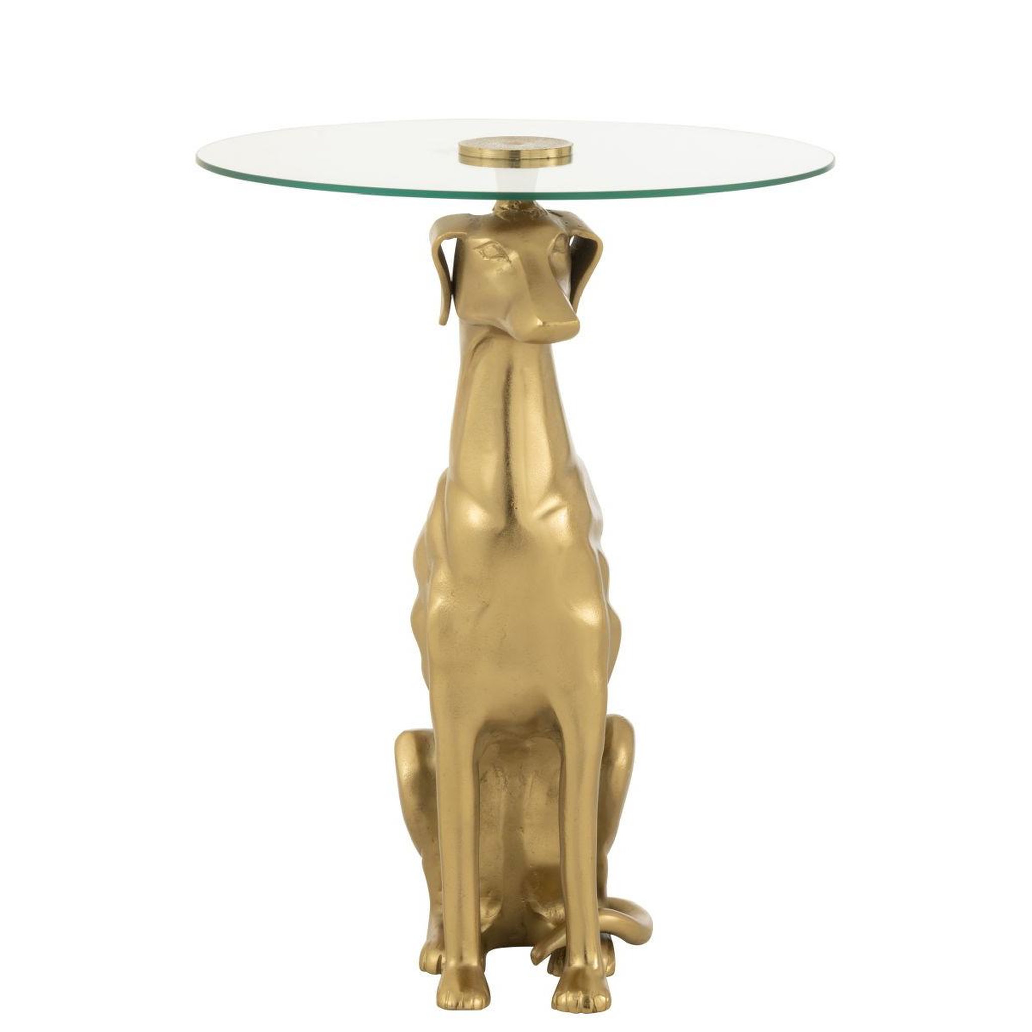 Voir la diapositive 4 : J-LINE Table d'Appoint en Verre  Dog  57cm Doré