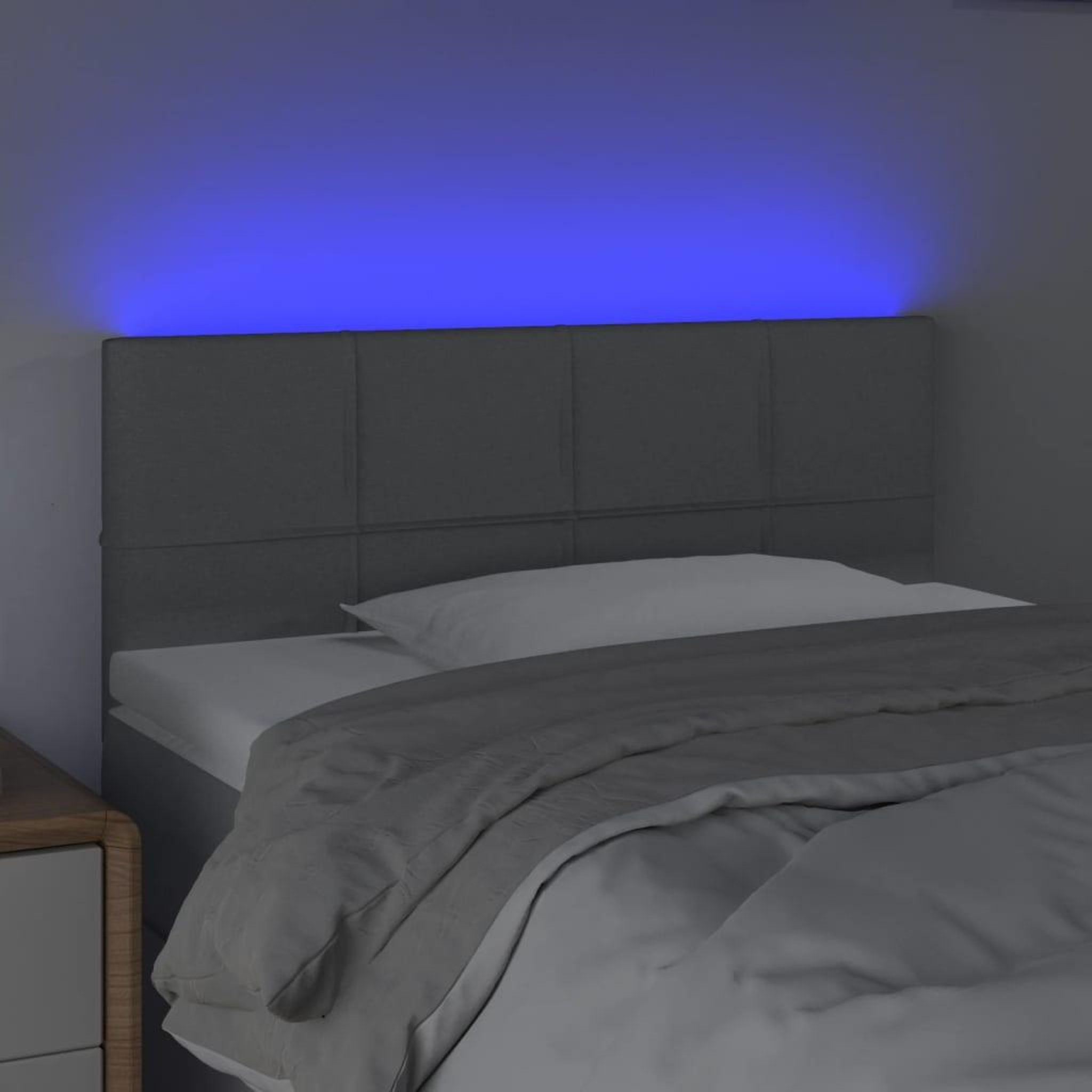 Voir la diapositive 3 : VIDAXL Tete de lit a LED Gris clair 100x5x78/88 cm Tissu