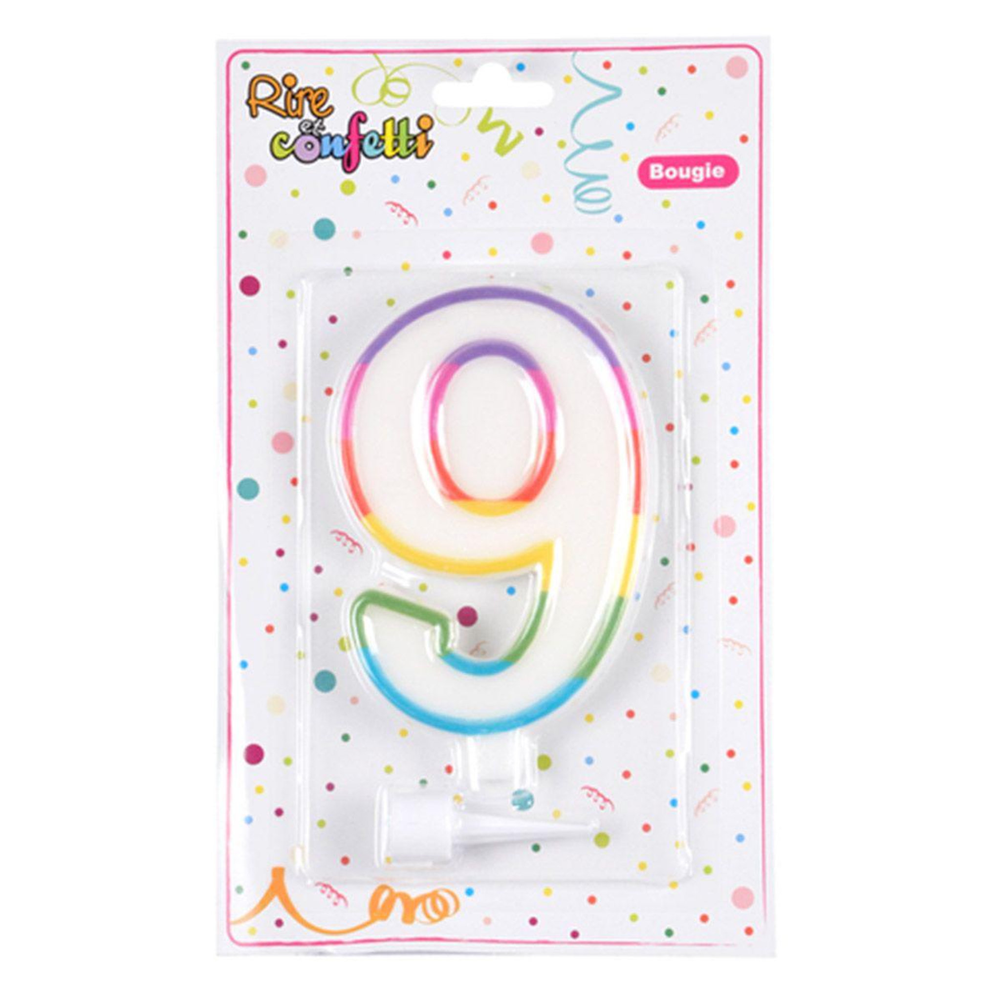 Voir la diapositive 3 : HOMEA Bougie d'Anniversaire  Chiffre 9  10cm Multicolore