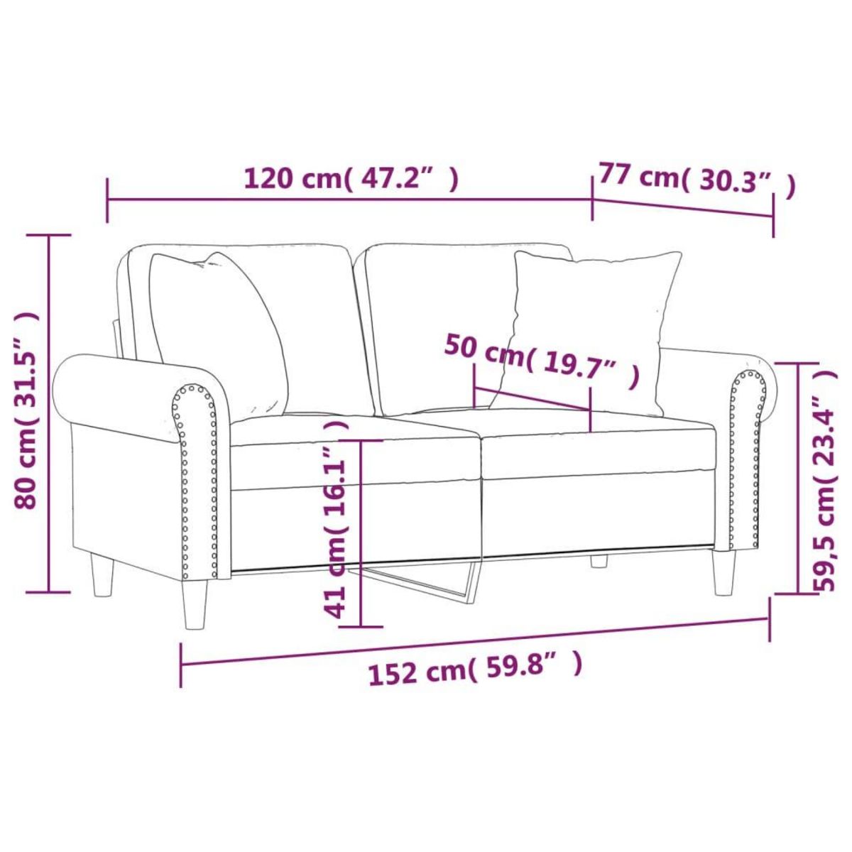 VIDAXL Canape 2 places avec oreillers cappuccino 120 cm similicuir