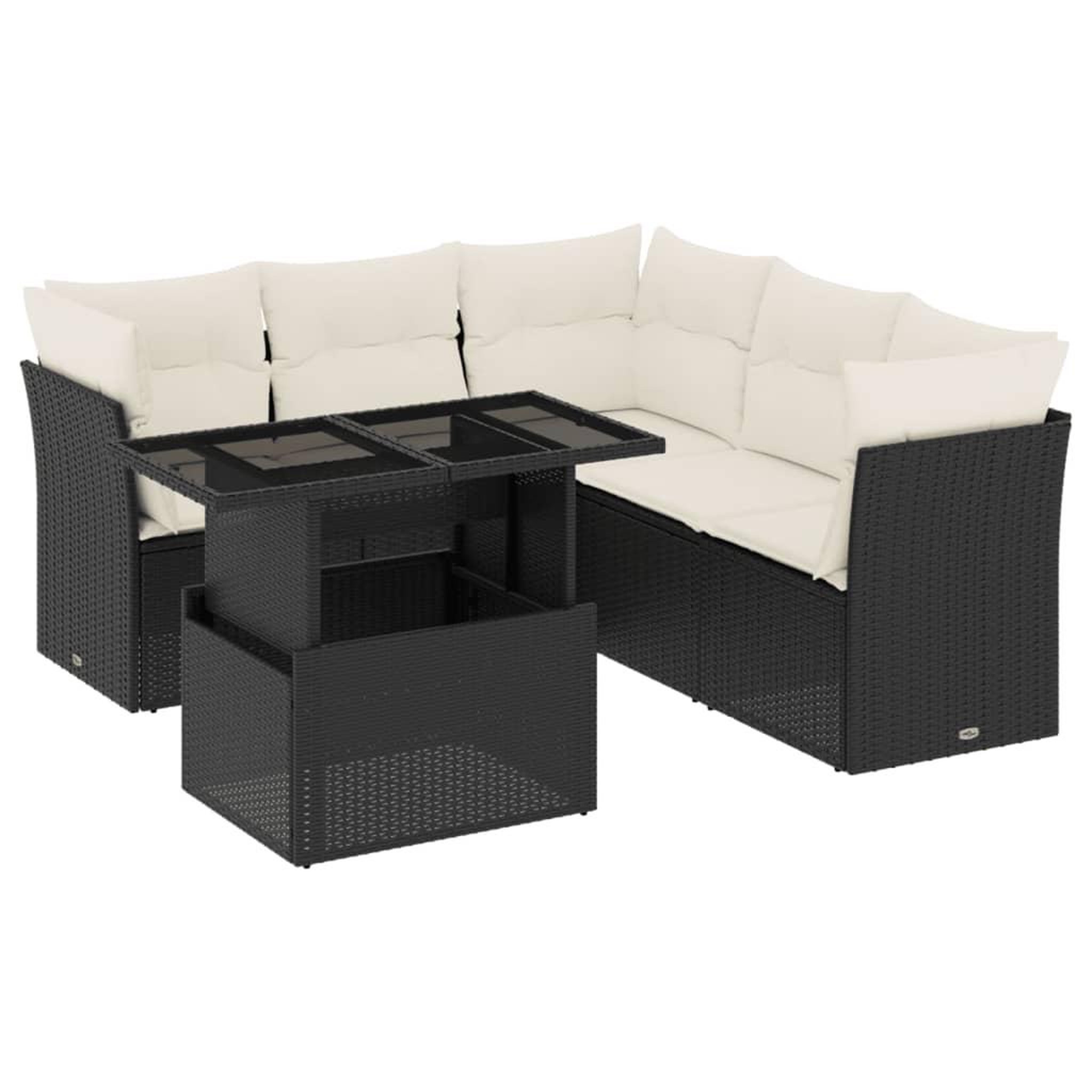Voir la diapositive 2 : VIDAXL Salon de jardin 6 pcs avec coussins noir resine tressee