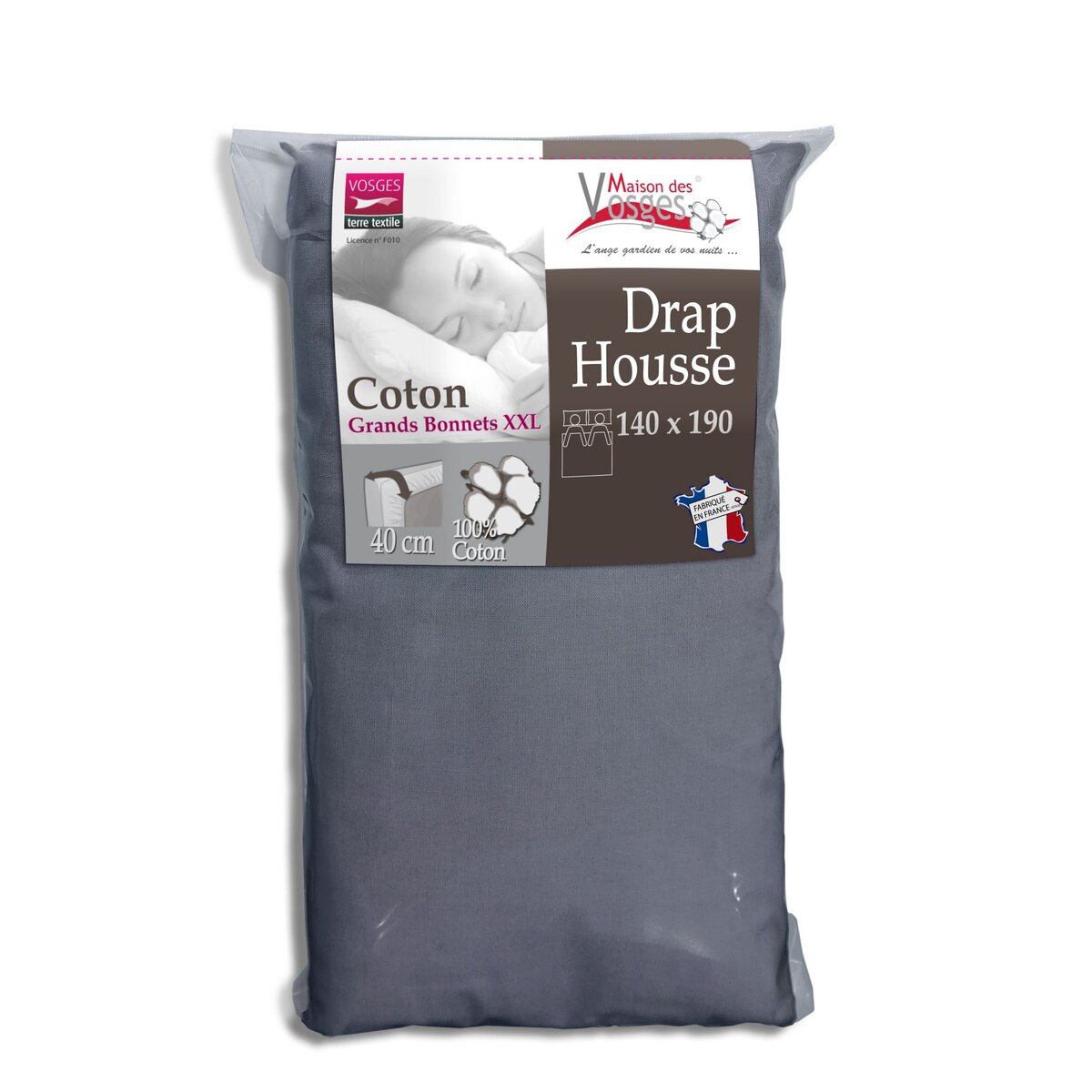 Drap housse en coton 57fils super grand bonnet 40cm spécial matelas très épais