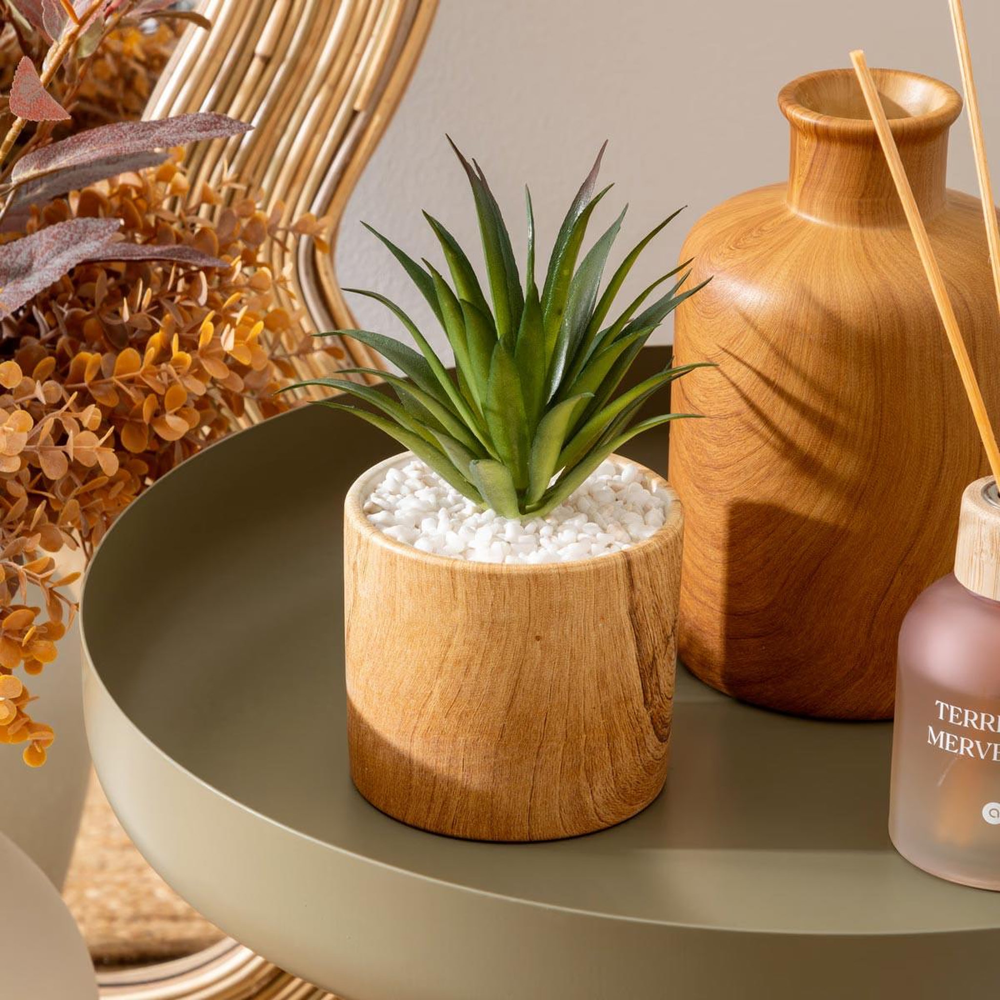 Voir la diapositive 4 : ATMOSPHERA Plante artificielle en pot  sao  17cm marron