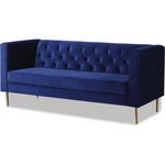 Habitat et Jardin Canapé fixe en velours  Bruce  - 196 x 76 x 82 cm - 3 places - Bleu foncé