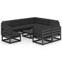 Voir la diapositive 1 : VIDAXL Salon de jardin 10 pcs avec coussins Noir Bois de pin massif