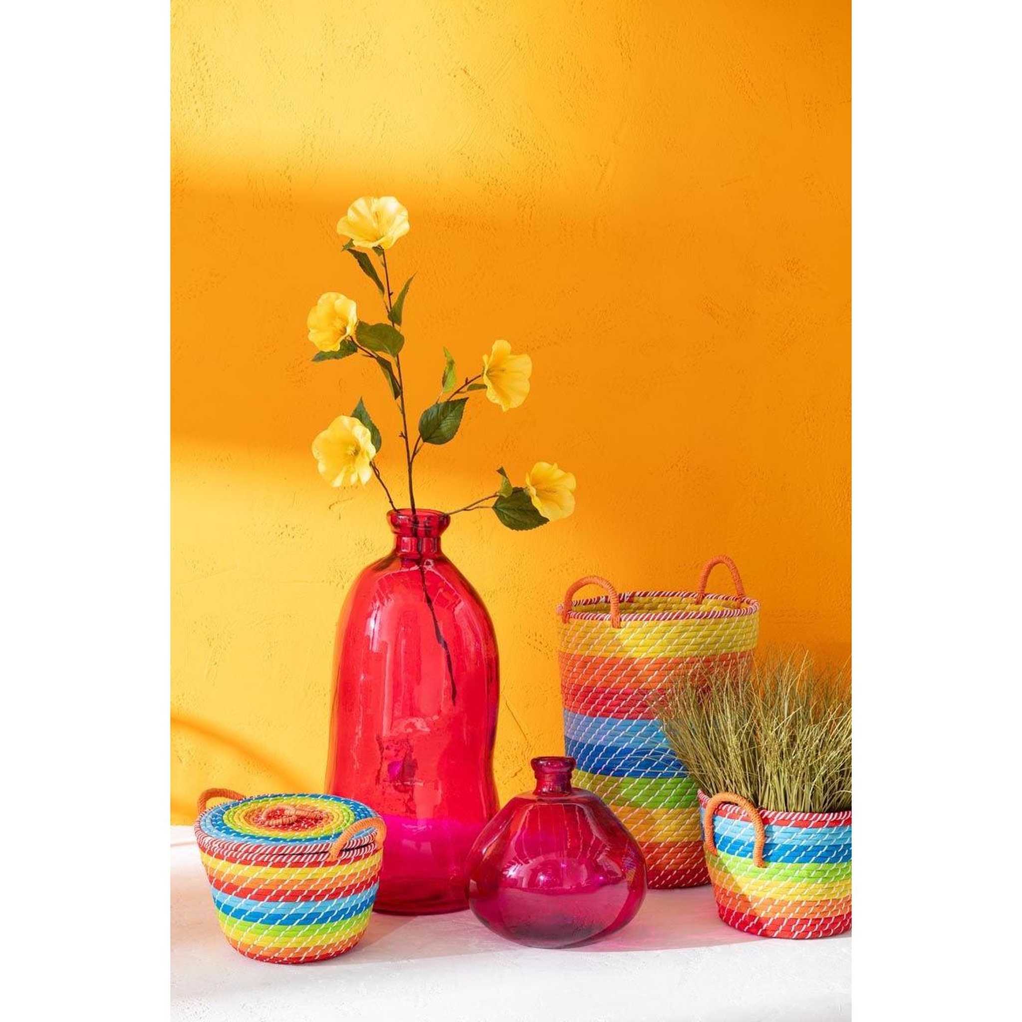 Voir la diapositive 3 : J-LINE Vase déco en verre  mexican  73cm fuchsia