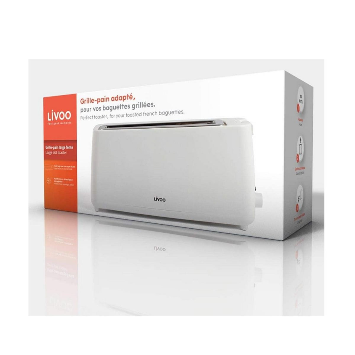 LIVOO Grille-pain 1 fente 900w blanc - DOD168C