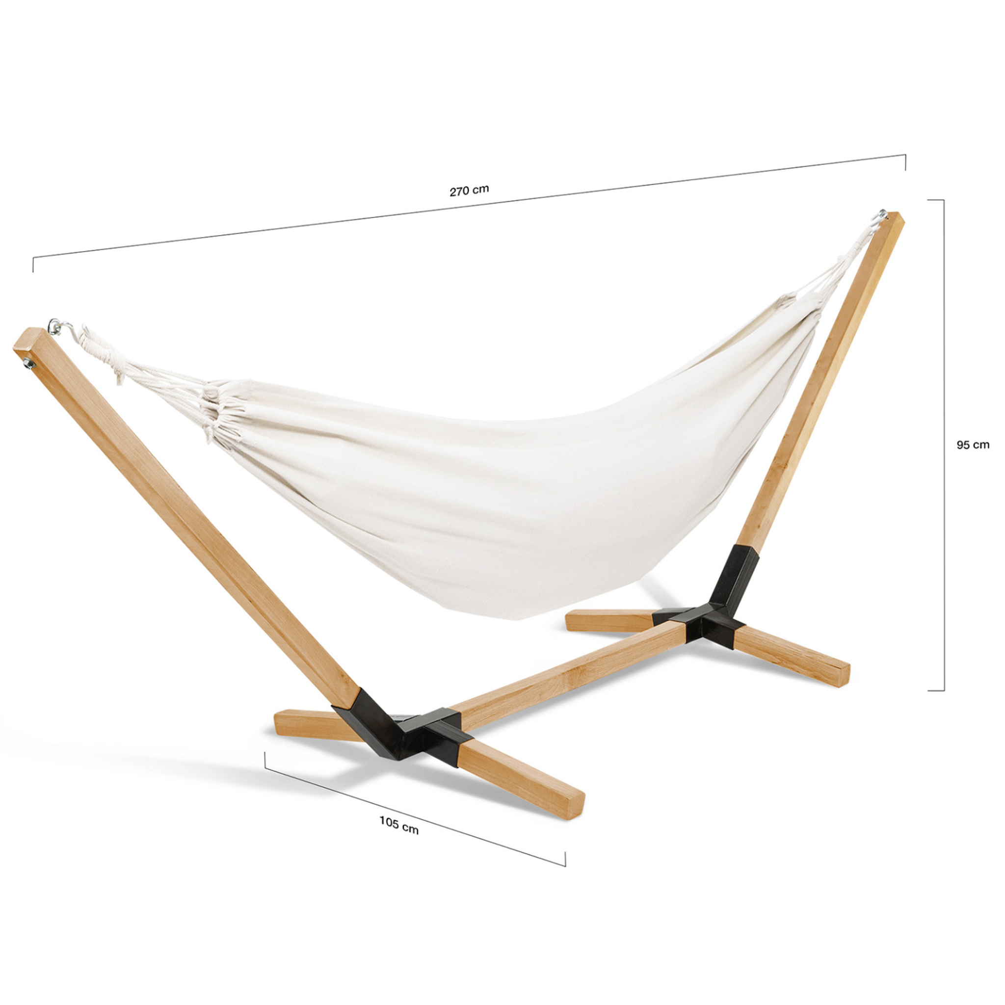 Voir la diapositive 3 : ID MARKET Hamac avec support bois et toile écrue tahiti