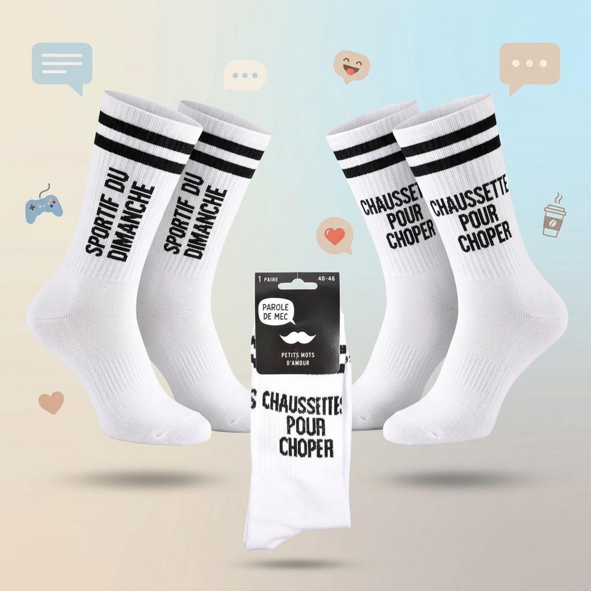Voir la diapositive 4 : OZABI OZABI Chaussettes Homme Message Humoristiques Pack de 2 Paires