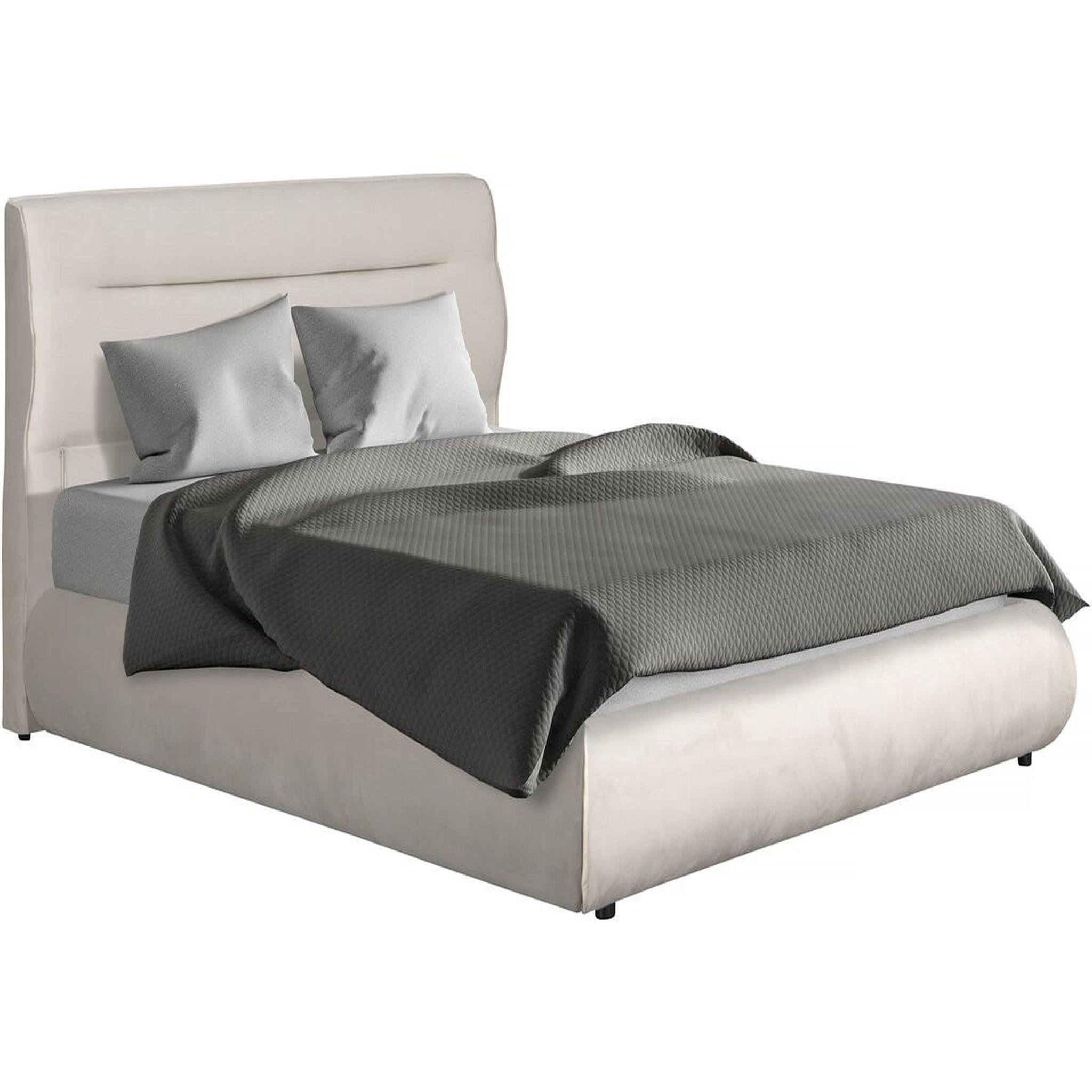 Habitat et Jardin Lit double avec coffre en velours  chamonix  - 140 x 190 cm - beige