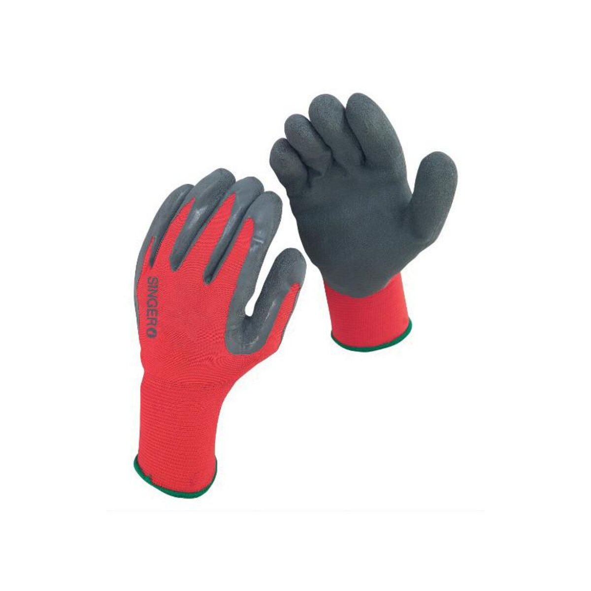 Singer Gants tricot polyamide enduit latex rouge gris T10 SINGER NYM15LG 10