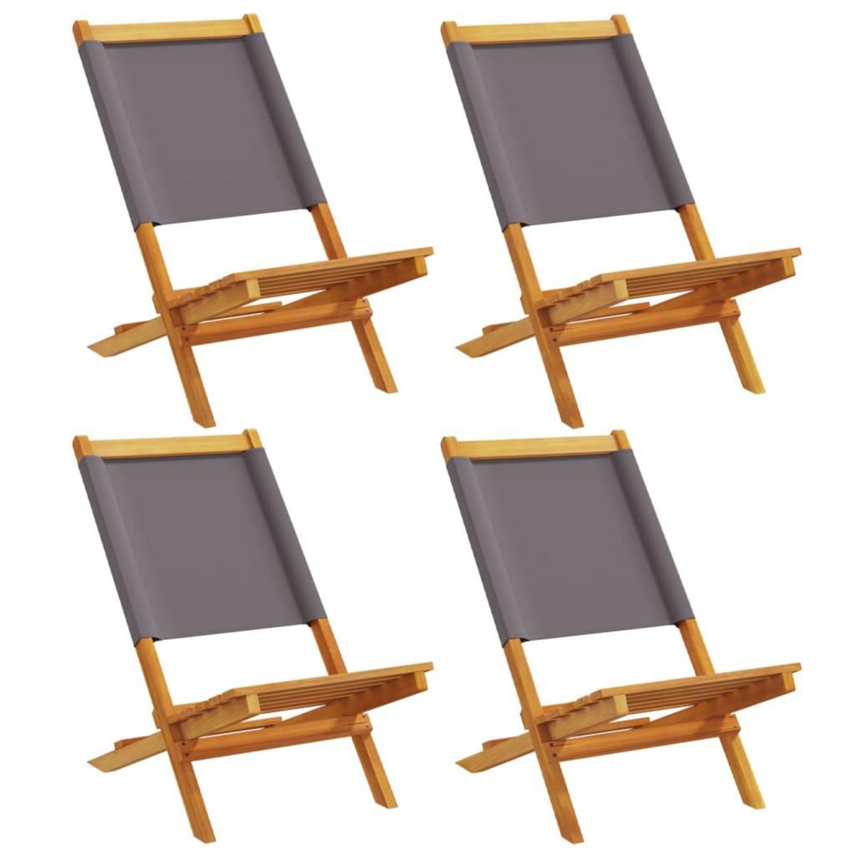 VIDAXL Chaises de jardin pliantes lot de 4 tissu et bois massif