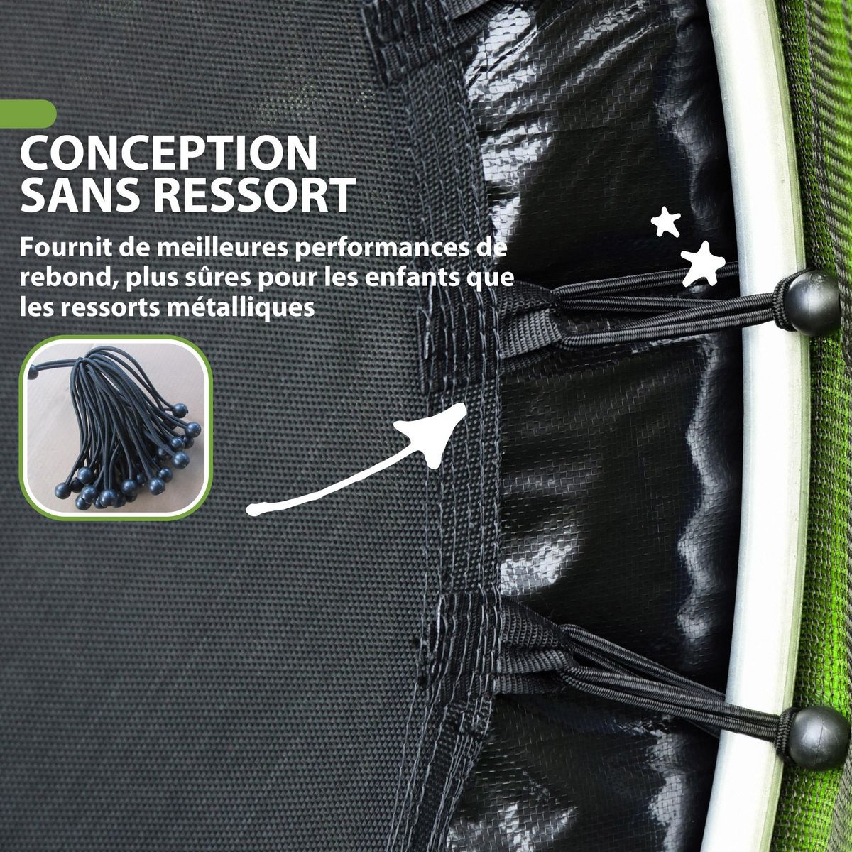 HOMCOM Trampoline enfant Ø140 cm max. 45 Kg - filet sécurité, porte zippée, 6 poteaux rembourrés - vert