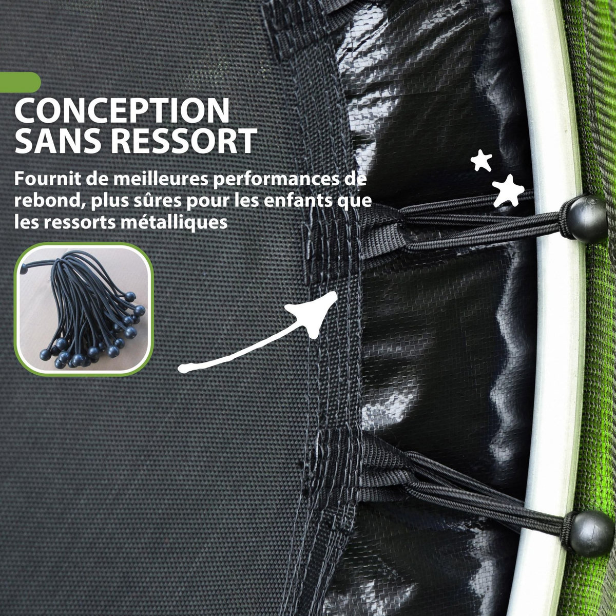 HOMCOM Trampoline enfant Ø140 cm max. 45 Kg - filet sécurité, porte zippée, 6 poteaux rembourrés - vert