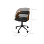 Voir la diapositive 4 : Rendez vous déco Chaise de bureau pivotante en bois foncé et PU noir-Louis
