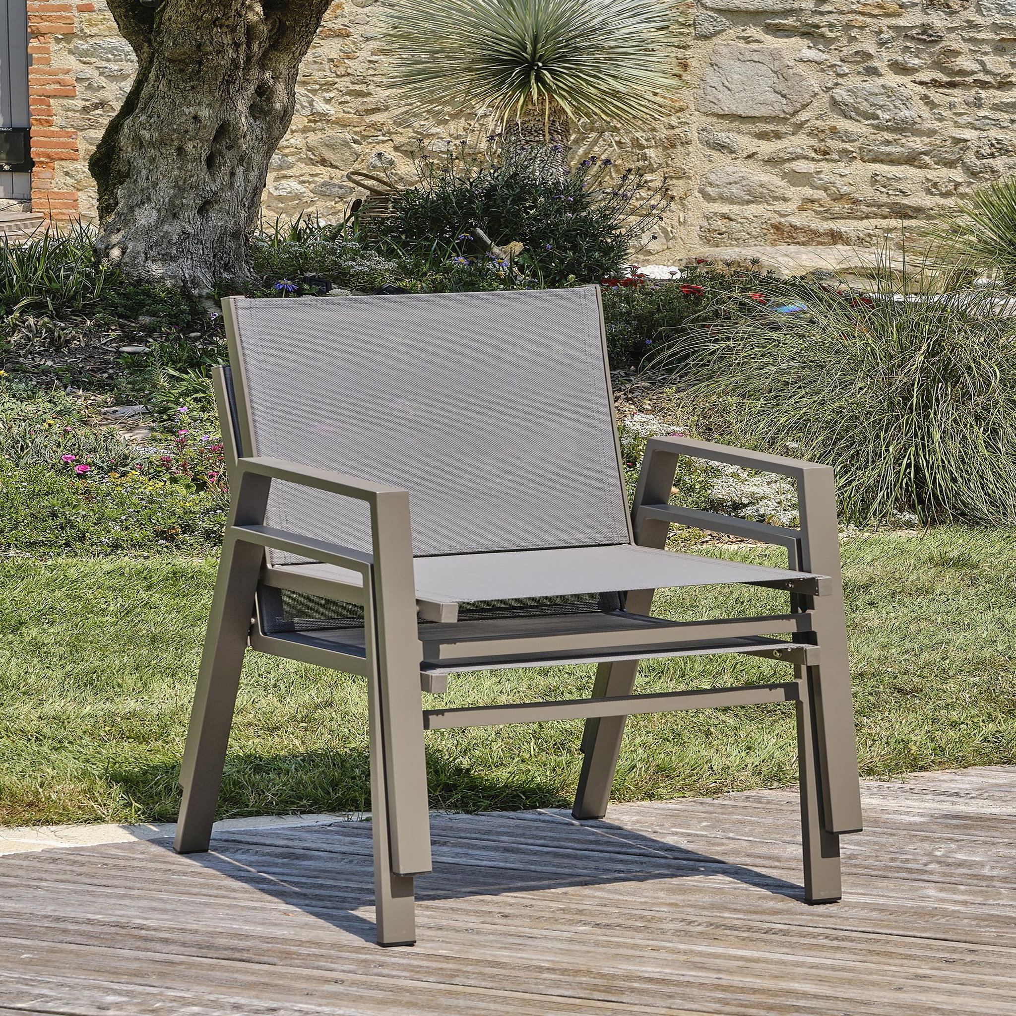 Voir la diapositive 3 : DCB GARDEN Lot de 2 fauteuils de jardin empilables en aluminium