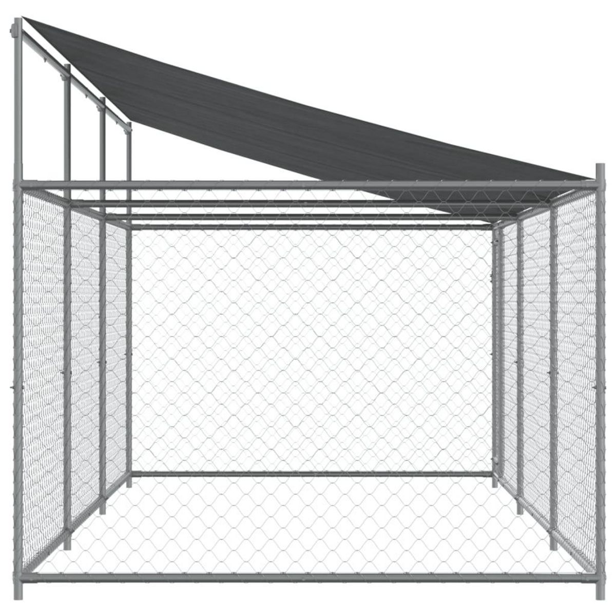 VIDAXL Cage pour chien avec toit et porte gris 6x2x2 m acier galvanise