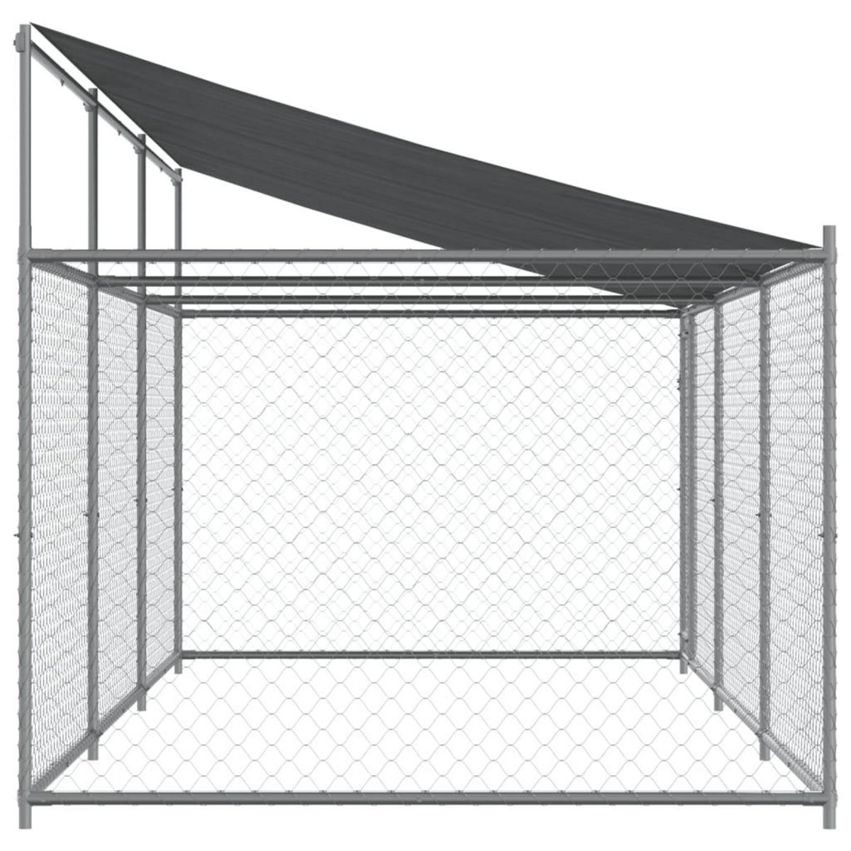 VIDAXL Cage pour chien avec toit et porte gris 6x2x2 m acier galvanise