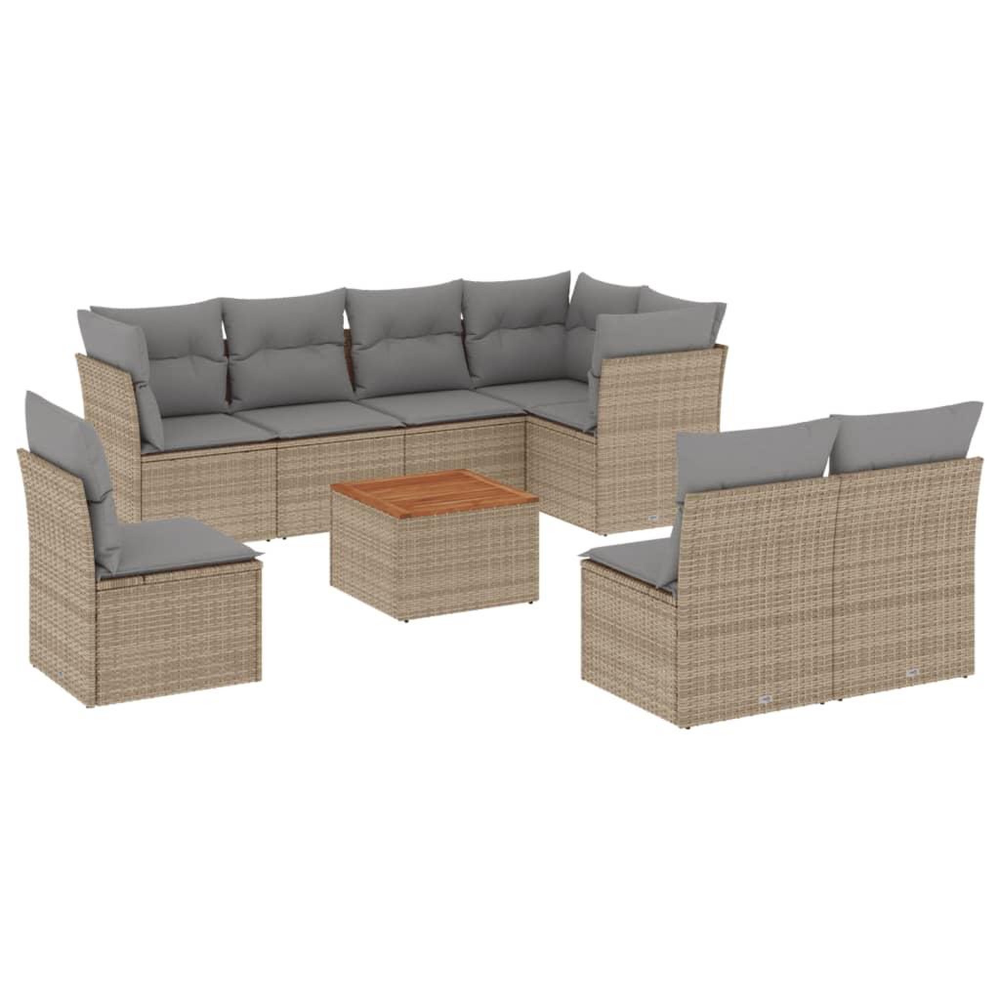 Voir la diapositive 2 : VIDAXL Salon de jardin avec coussins 9pcs melange beige resine tressee