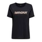 Only T-Shirt  Femme Only Amour Glitter. Coloris disponibles : Bleu