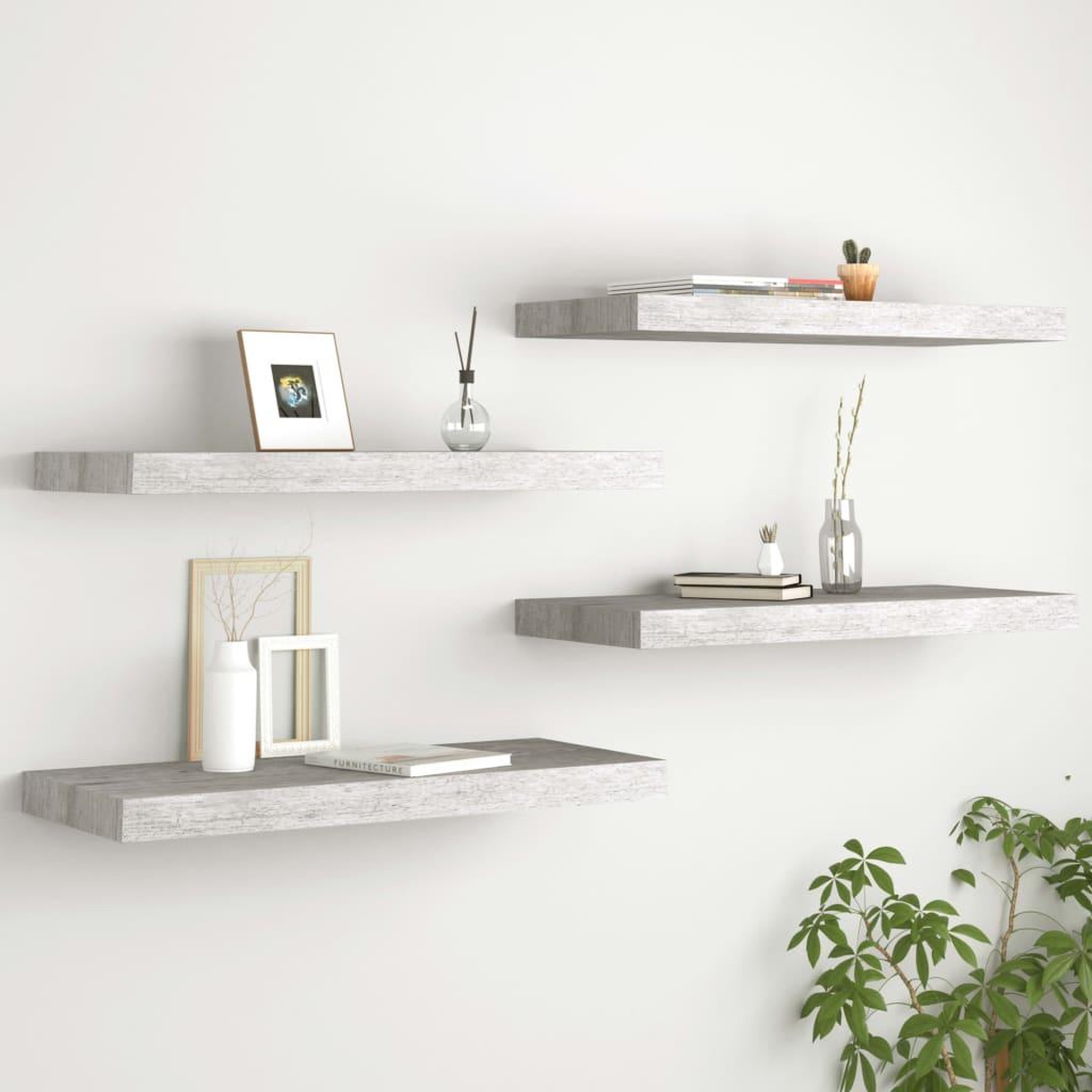 VIDAXL Etageres murales flottantes 4 pcs gris beton 60x23,5x3,8 cm MDF