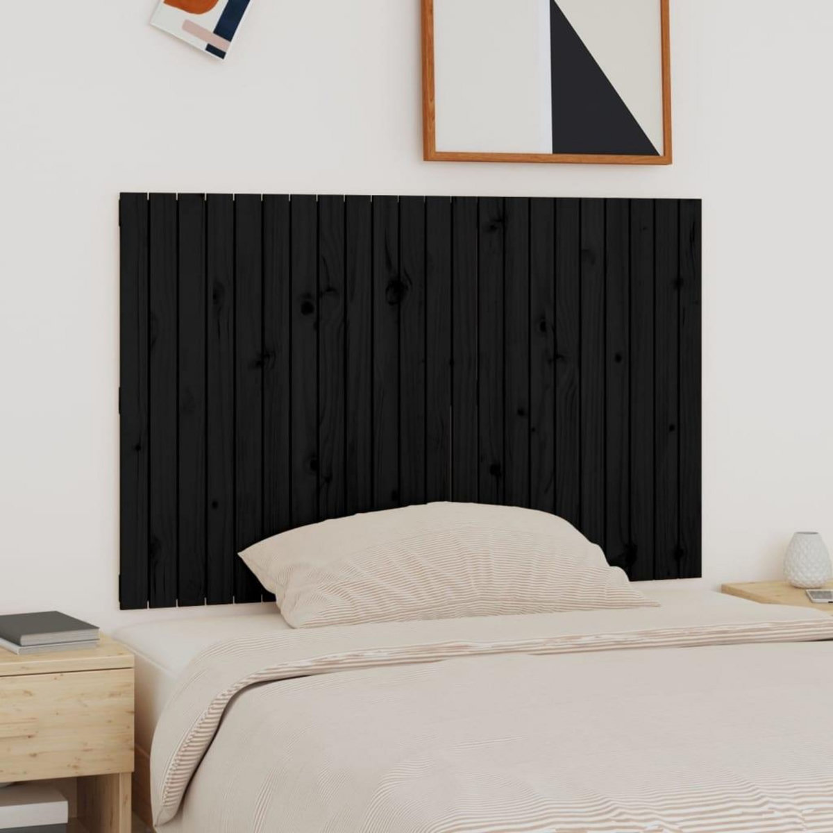 VIDAXL Tete de lit murale Noir 140x3x90 cm Bois massif de pin