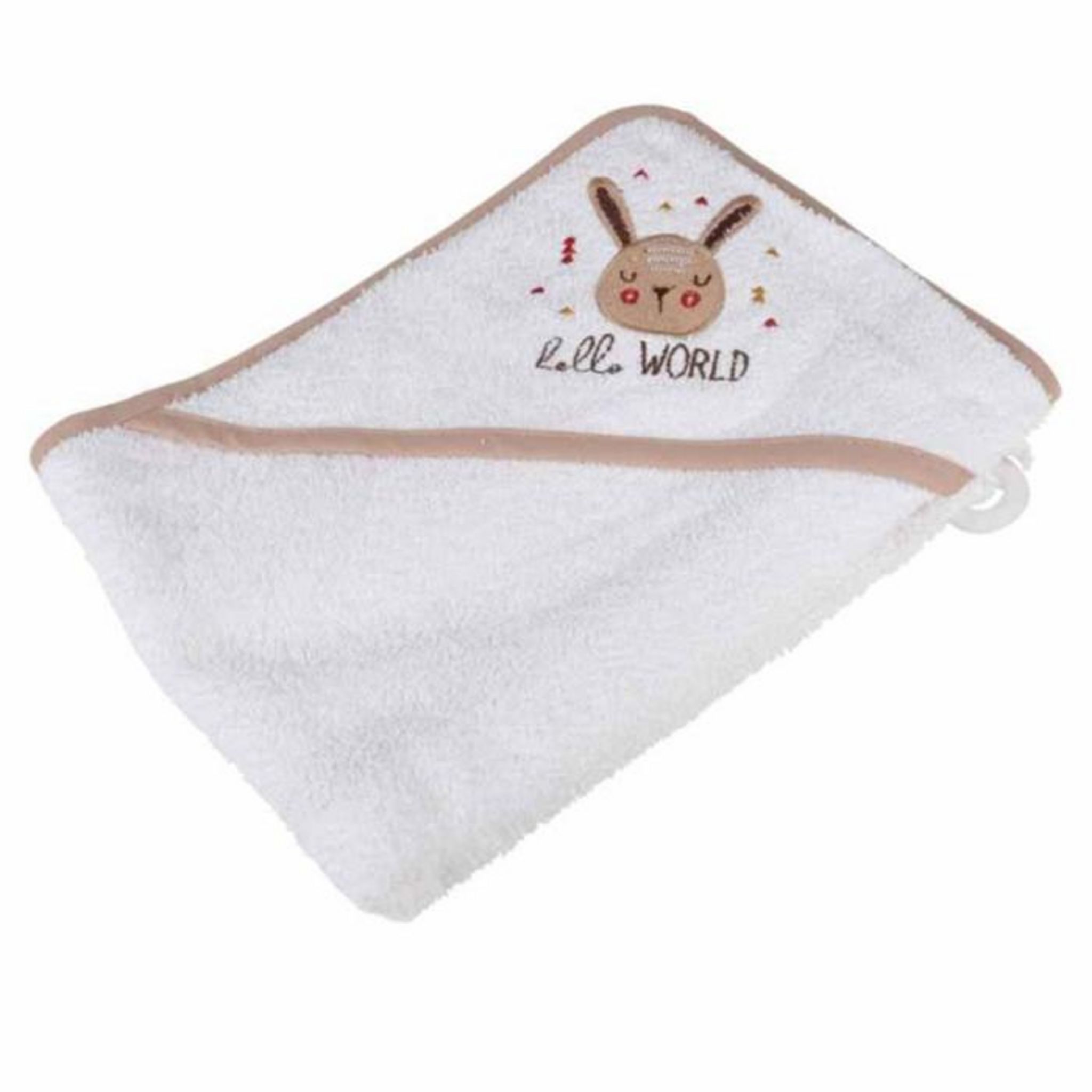 Paris Prix Cape de Bain en Coton  Lapin  75cm Beige & Blanc