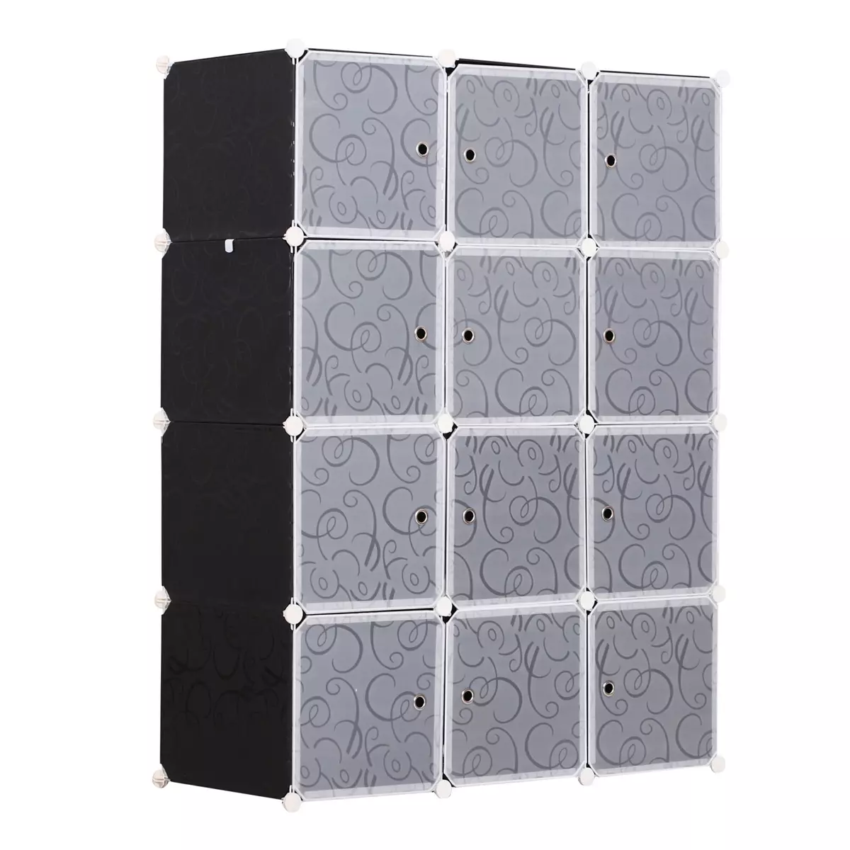 HOMCOM Garde robe armoire à vêtements L 111 x l 47 x H 145 cm modulable 12 cubes noir et blanc