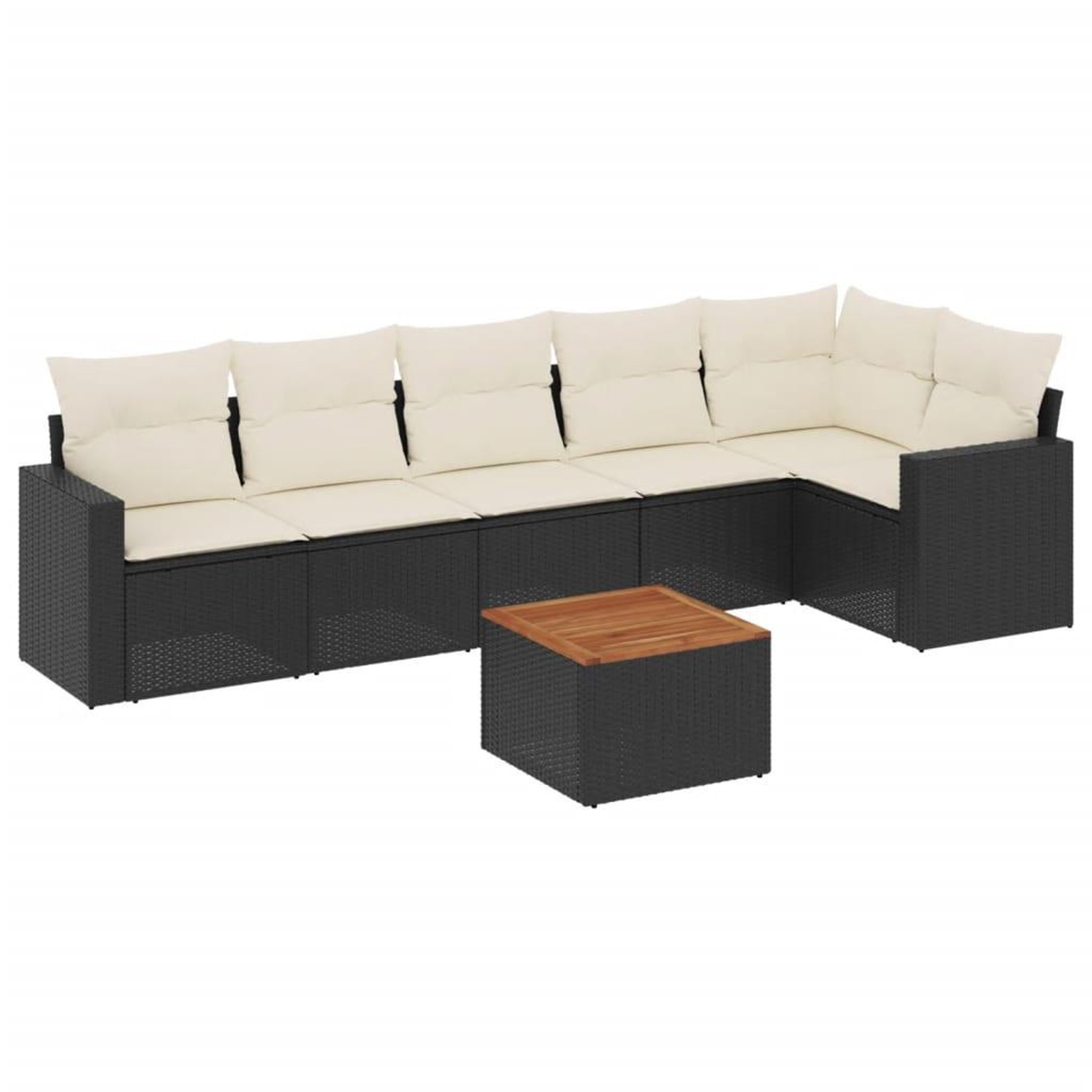 Voir la diapositive 2 : VIDAXL Salon de jardin 7 pcs avec coussins noir resine tressee