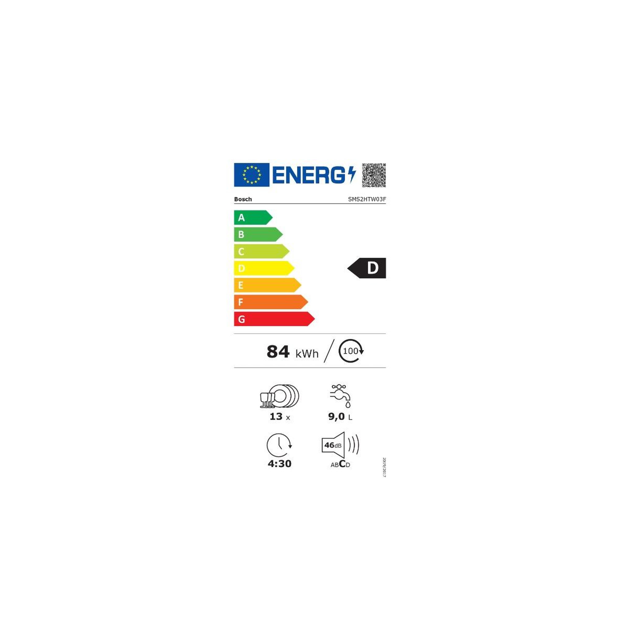 Voir la diapositive 2 : BOSCH Lave-vaisselle 60cm 13 couvert 46db - sms2htw03f