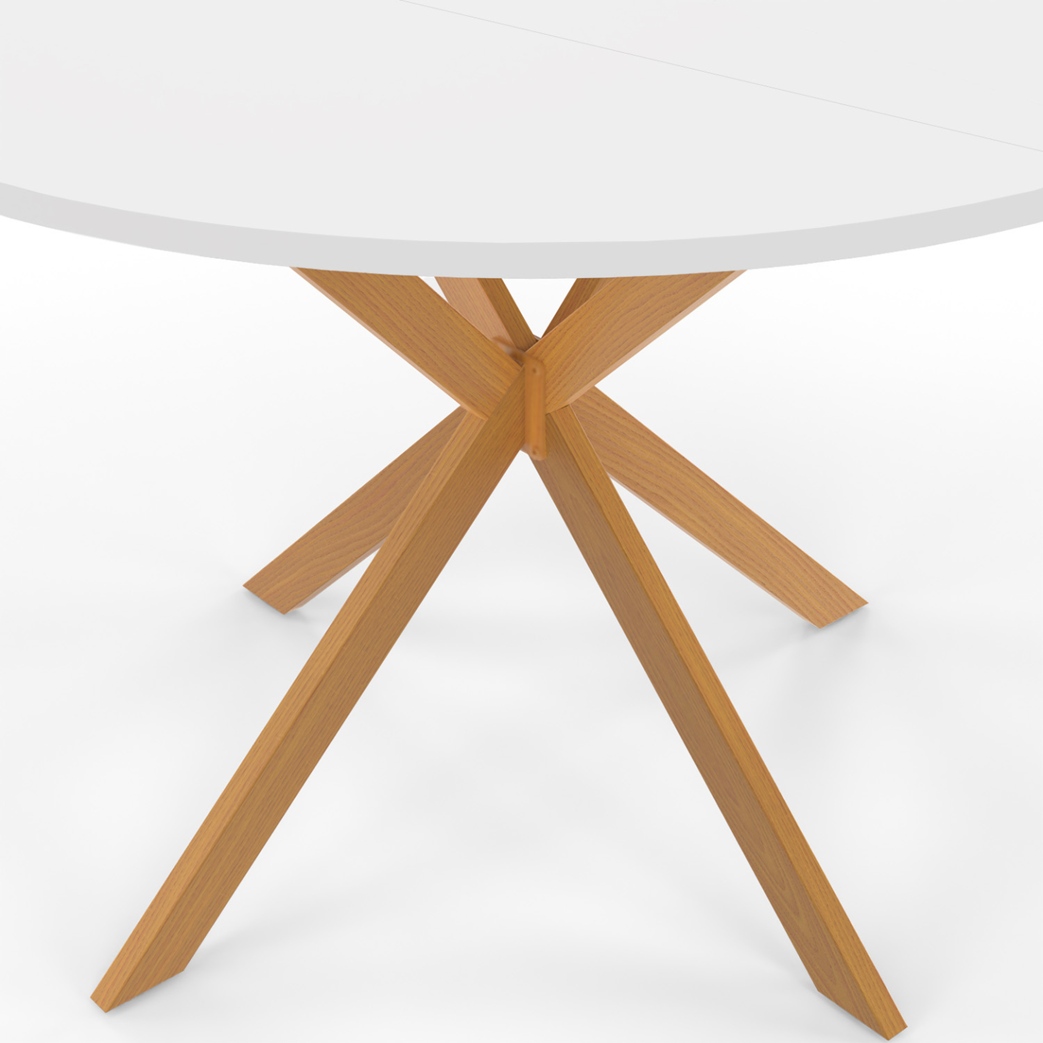 Voir la diapositive 5 : ID MARKET Table à manger ronde alix 6 personnes pied araignée bois plateau blanc gisele 110 cm