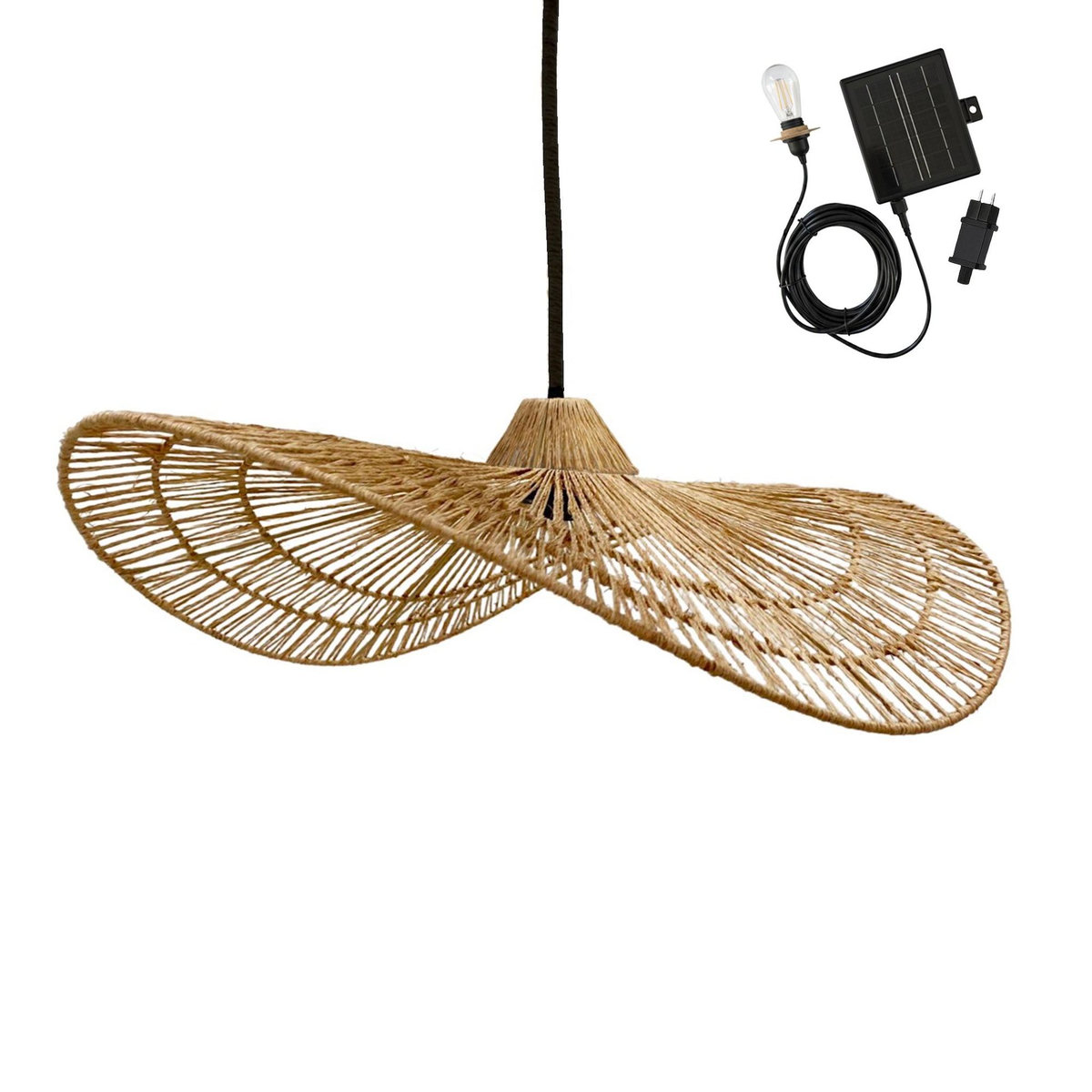Lumisky Suspension d'extérieur nomade solaire MARBELLA Beige Jute H14cm