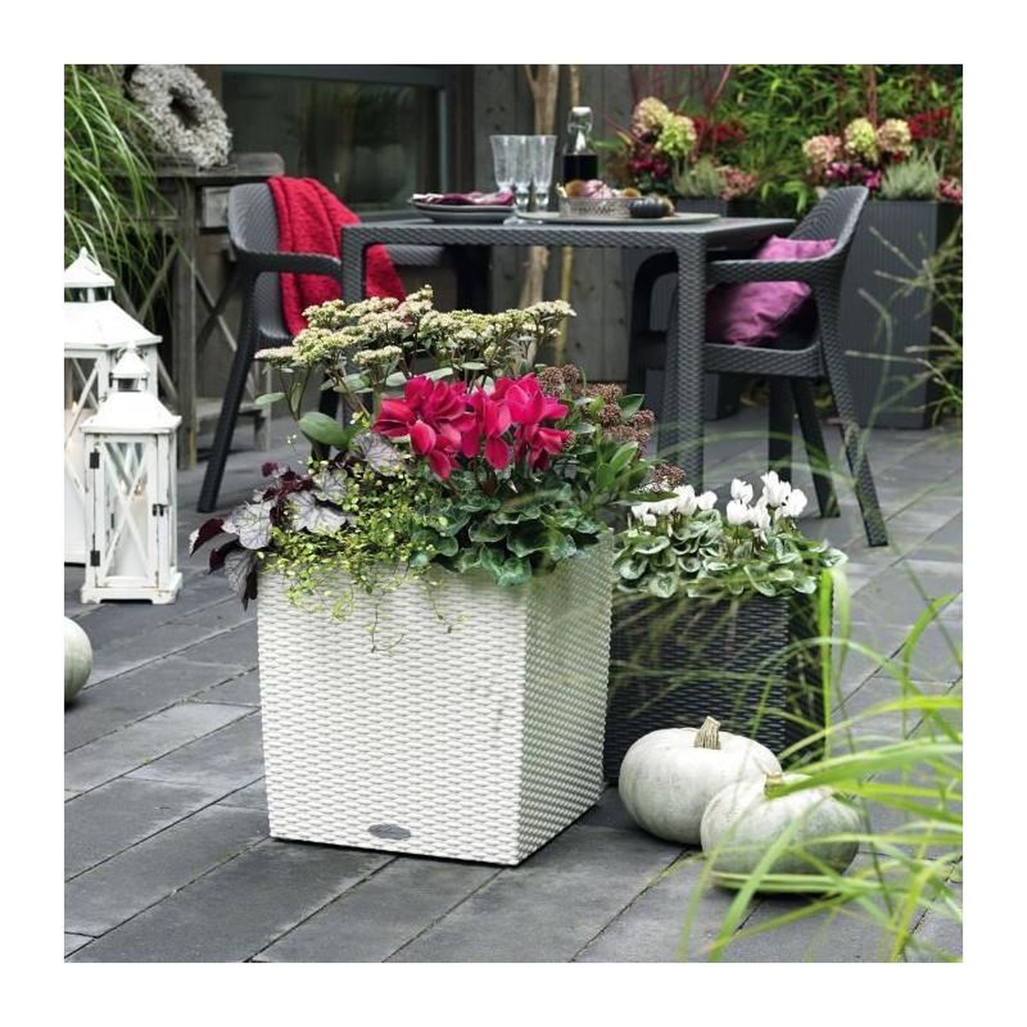 Voir la diapositive 5 : LECHUZA Cube Cottage 50 - kit complet, blanc 50 cm