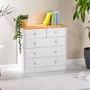 IDIMEX Commode de chambre RONDO meuble de rangement avec 5 tiroirs, en pin massif lasuré blanc et brun