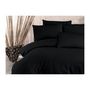 Voir la diapositive 2 : GENERIQUE Parure de lit - 1 housse de couette 220 x 240 cm + 2 taies d'oreiller 60 x 60 cm - 80% coton, 20% polyester - Noir