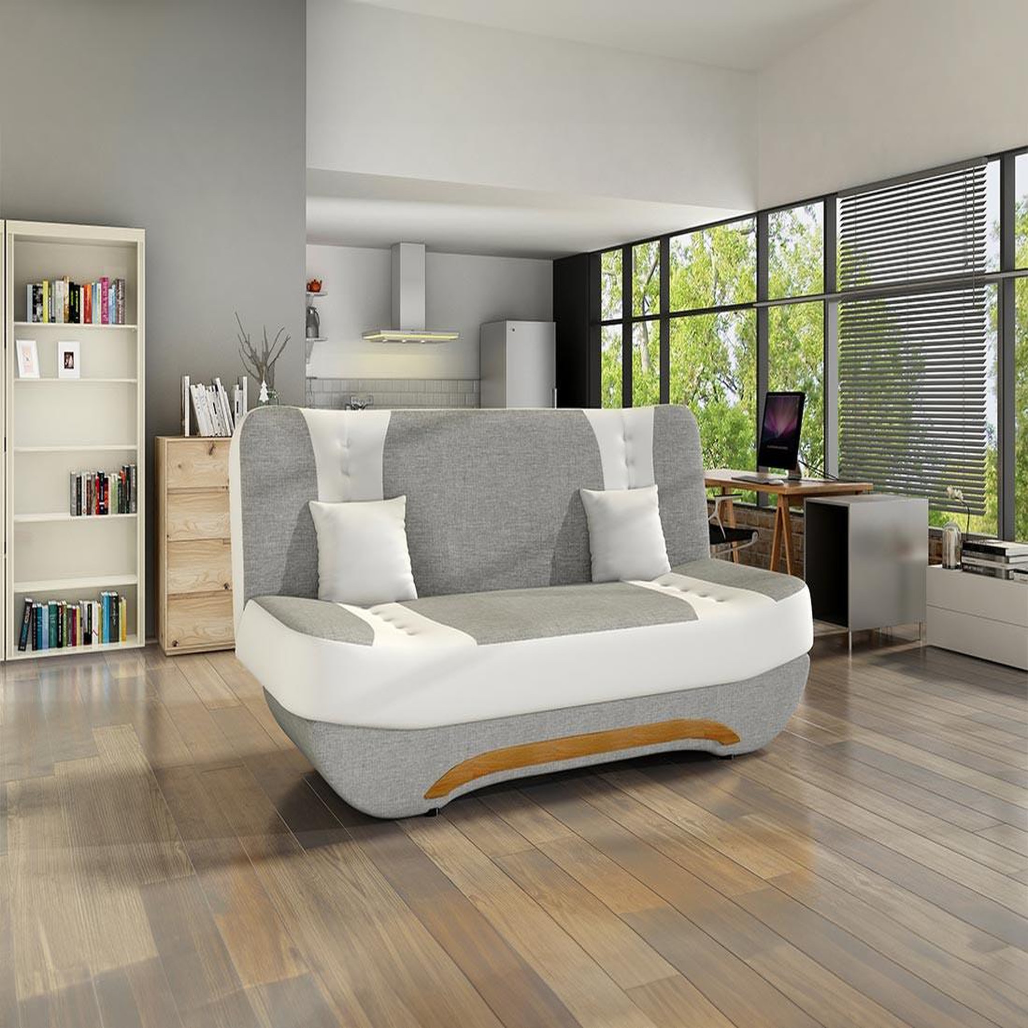 Voir la diapositive 4 : BEST MOBILIER Nelson - canapé convertible clic-clac 3 places en tissu