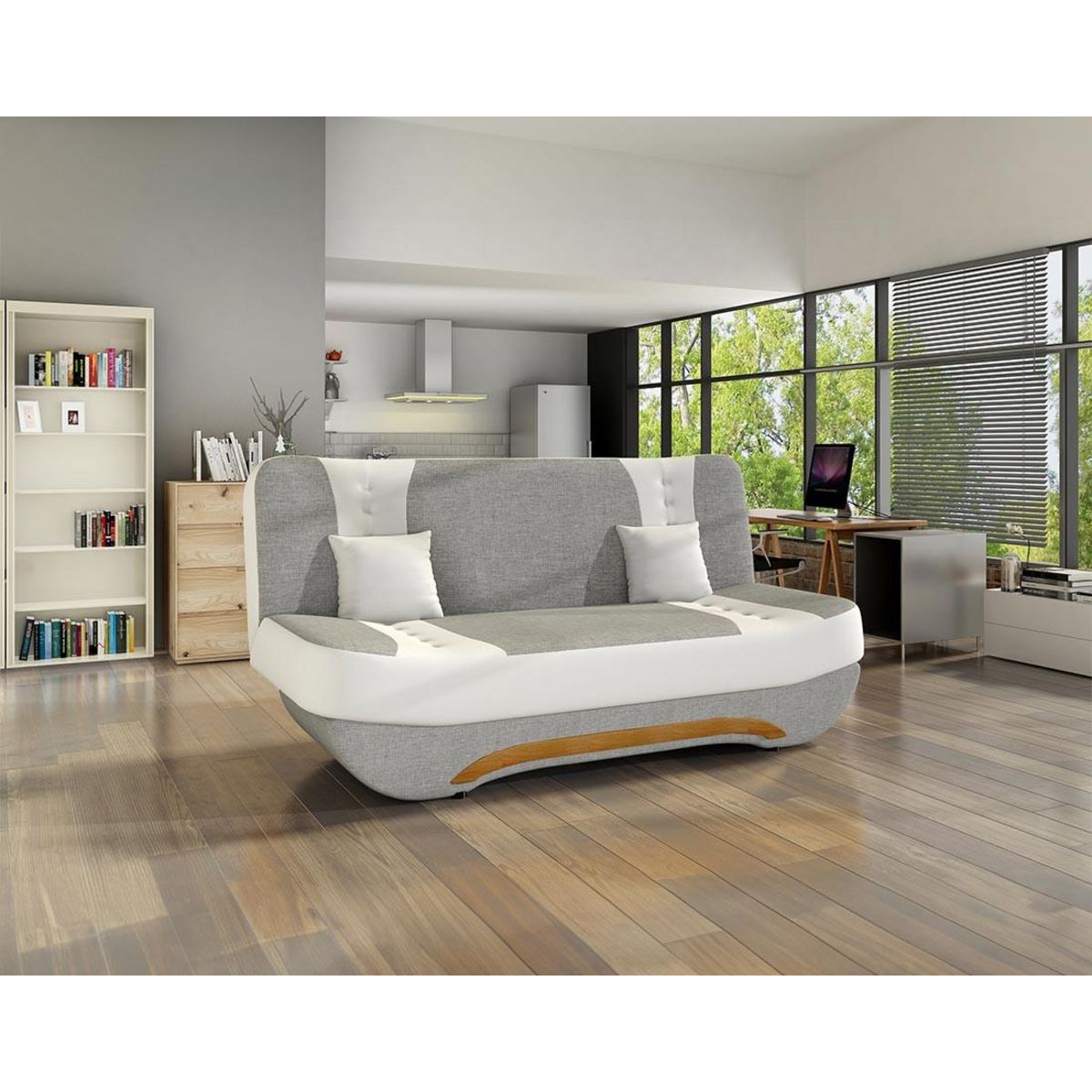 BEST MOBILIER Nelson - canapé convertible clic-clac 3 places en tissu