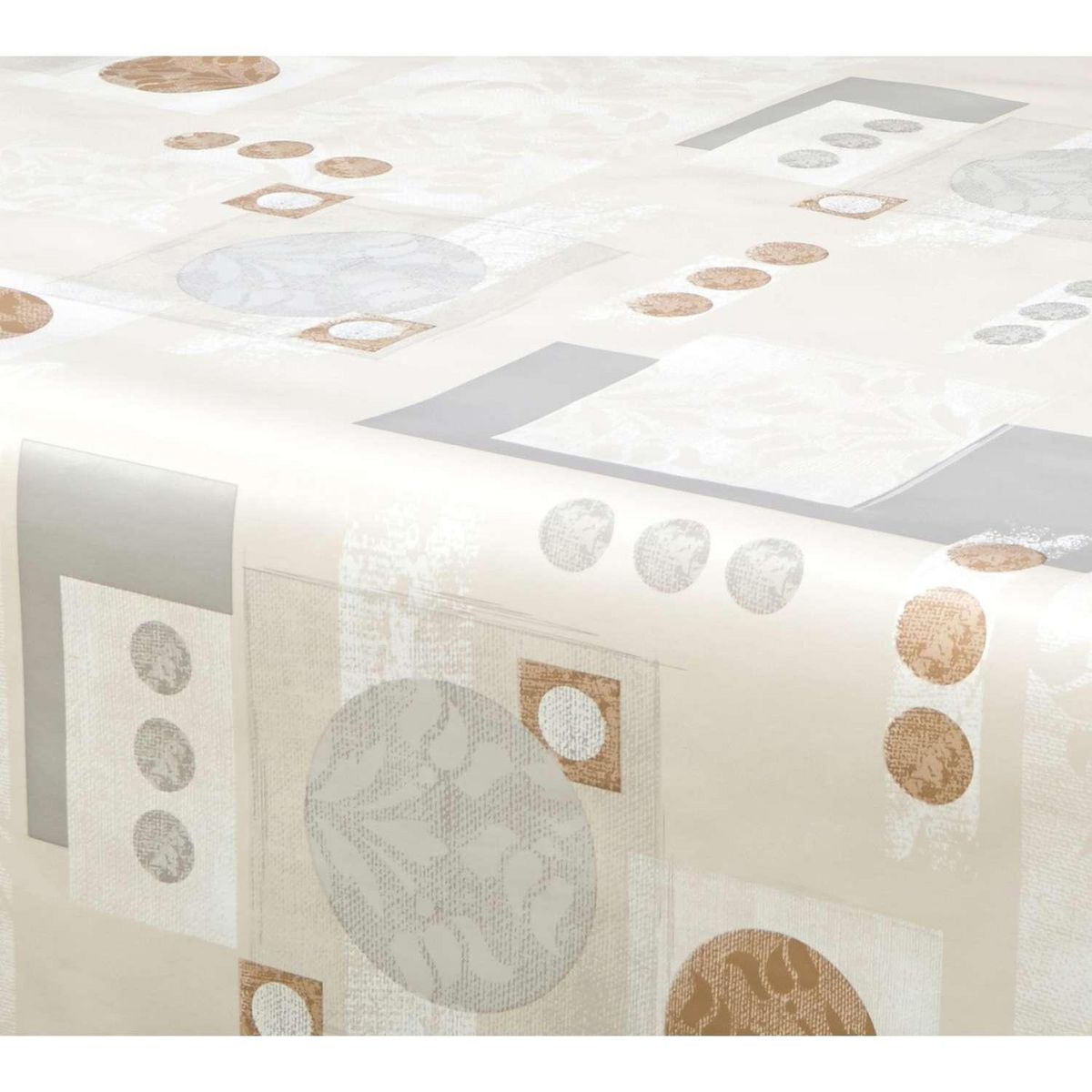 HABITABLE Nappe en toile cirée rectangulaire Alma - 140 x 200 cm - Ecru