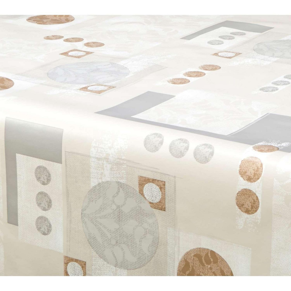 HABITABLE Nappe en toile cirée rectangulaire Alma - 140 x 200 cm - Ecru