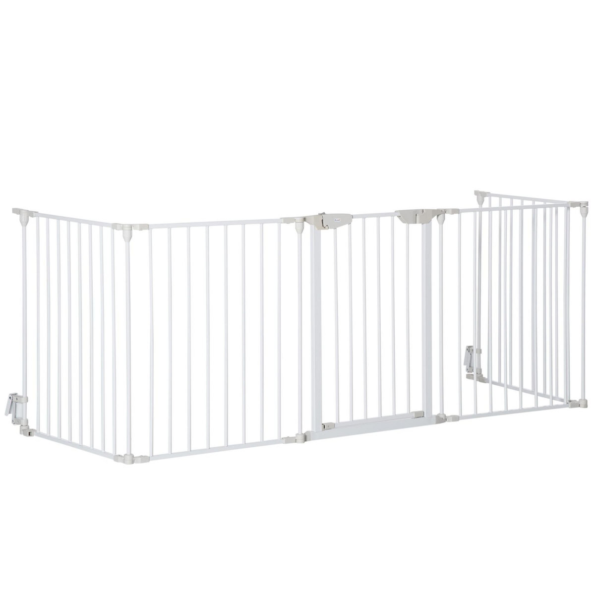 PAWHUT Barrière de sécurité parc enclos chien modulable pliable porte verrouillable intégrée 5 panneaux en métal 300L max. x 74,5H cm métal PP blanc