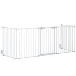 PAWHUT Barrière de sécurité parc enclos chien modulable pliable porte verrouillable intégrée 5 panneaux en métal 300L max. x 74,5H cm métal PP blanc