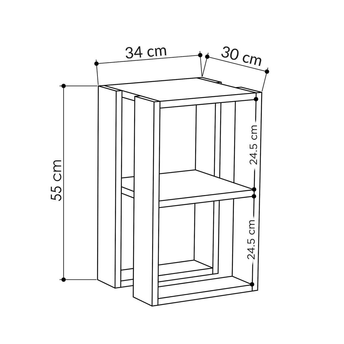 Habitat et Jardin Table de chevet en bois  Lonie  30 x 30 x 55 cm - Blanc