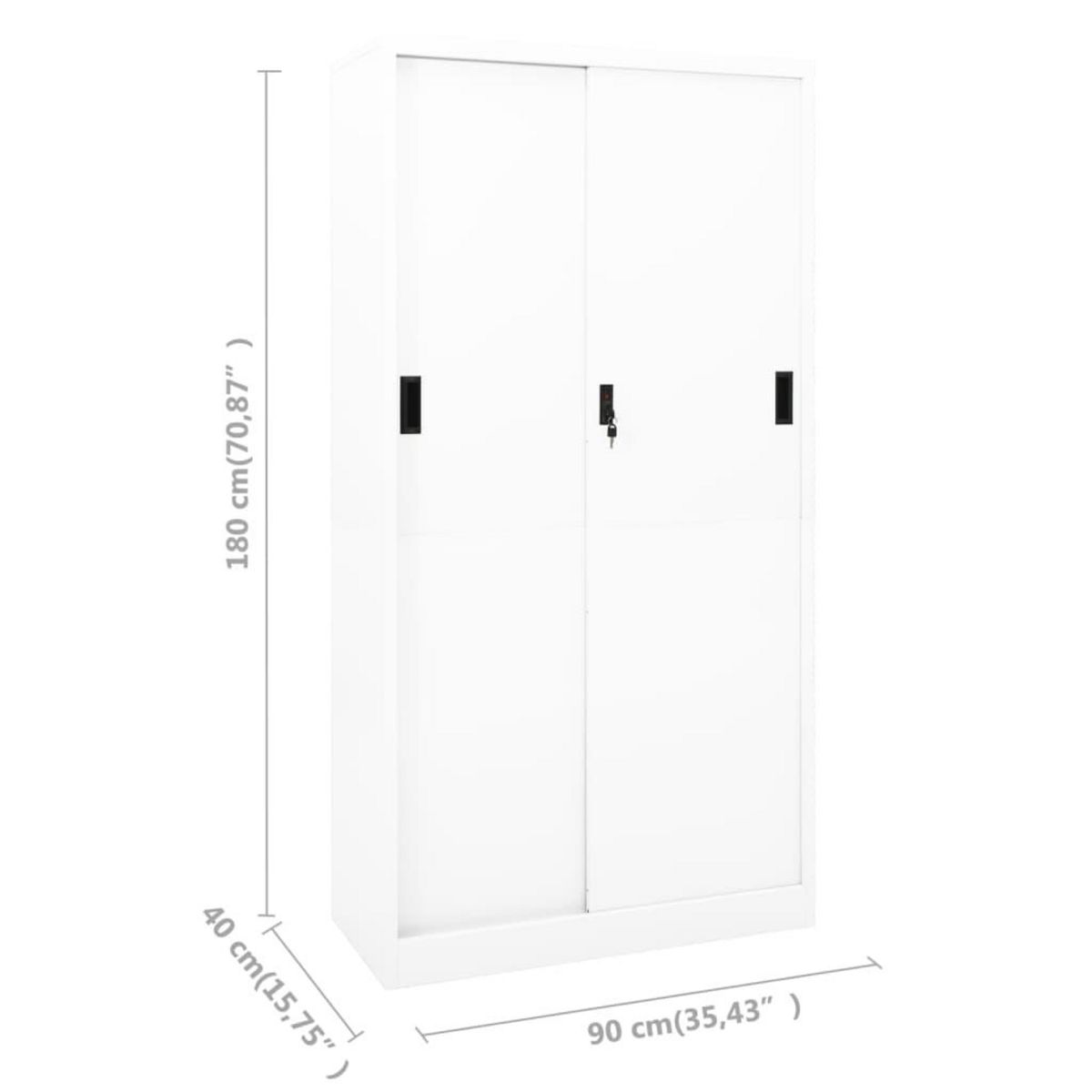 VIDAXL Armoire de bureau et porte coulissante Blanc 90x40x180 cm Acier