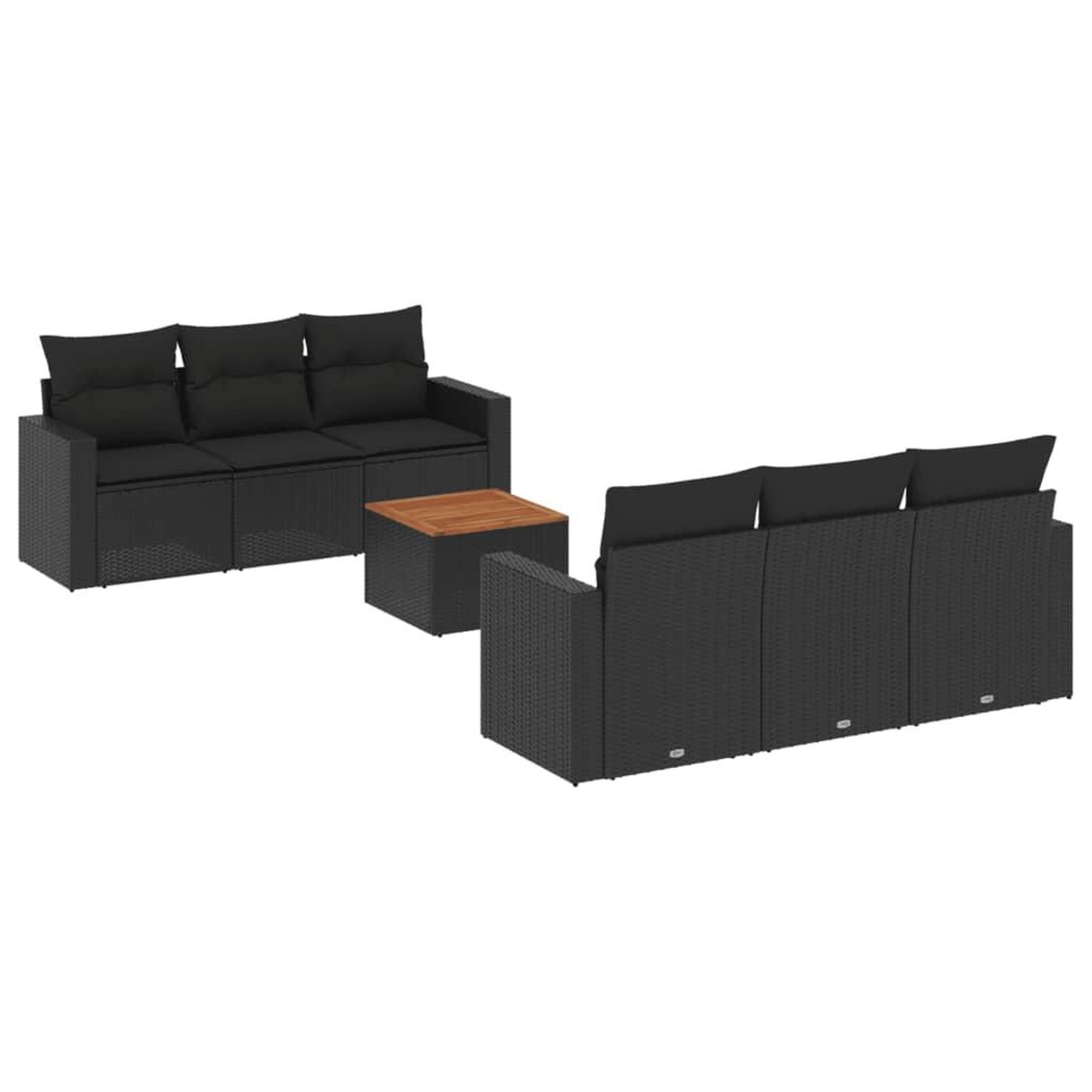 Voir la diapositive 2 : VIDAXL Salon de jardin 7 pcs avec coussins noir resine tressee