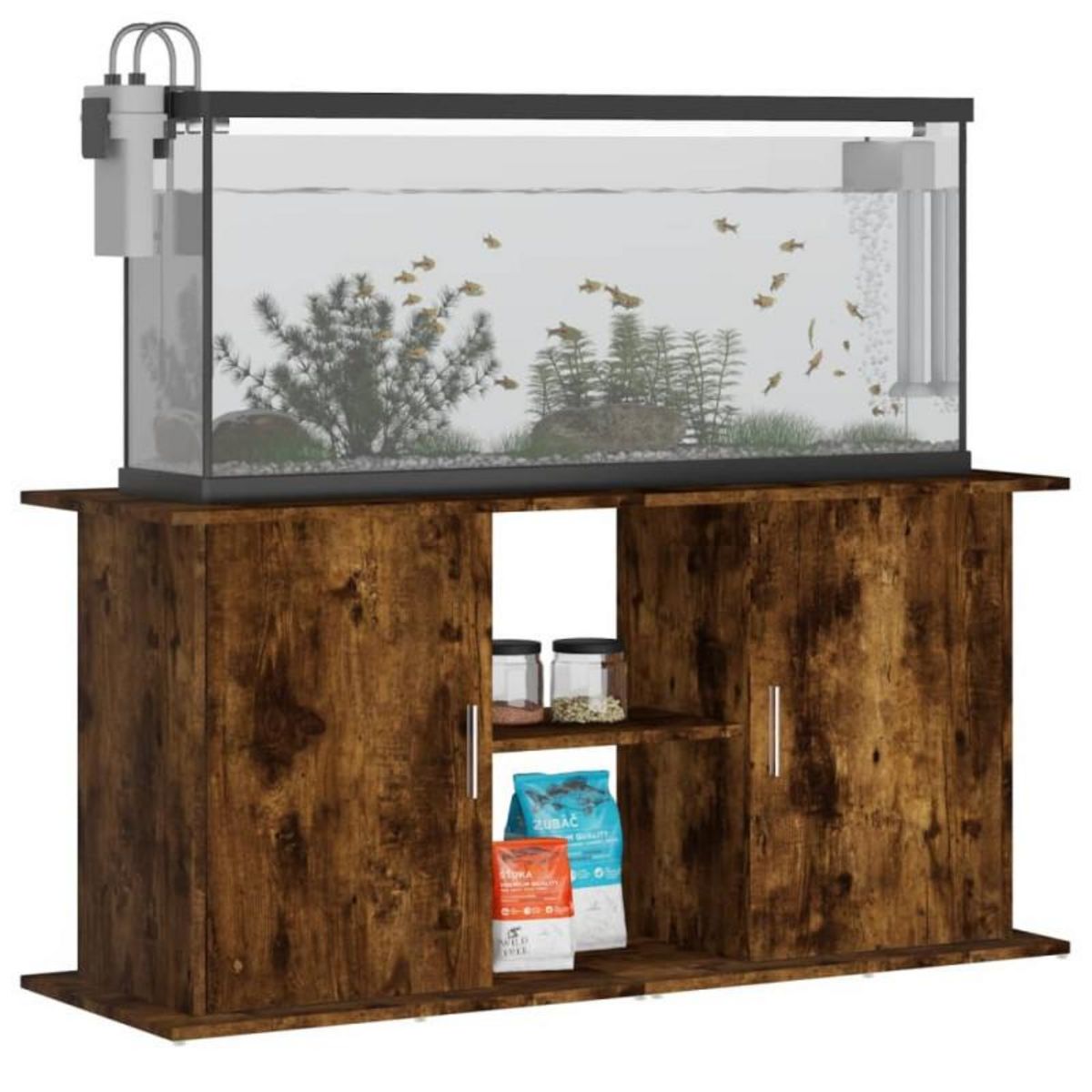 VIDAXL Support pour aquarium chêne fumé 121x41x58 cm bois d ingénierie