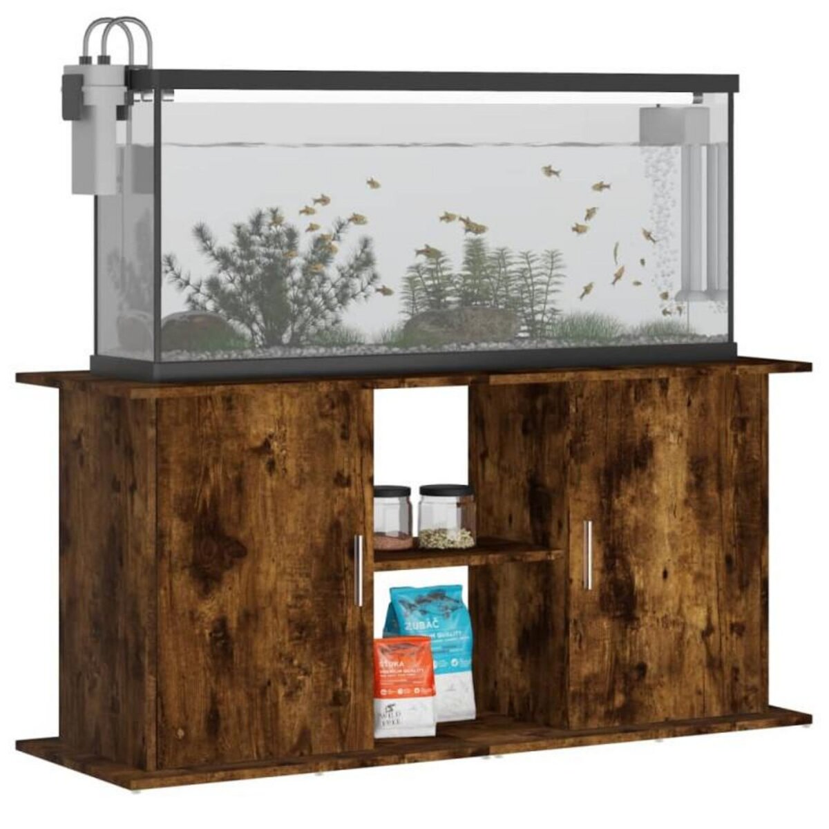 VIDAXL Support pour aquarium chêne fumé 121x41x58 cm bois d ingénierie